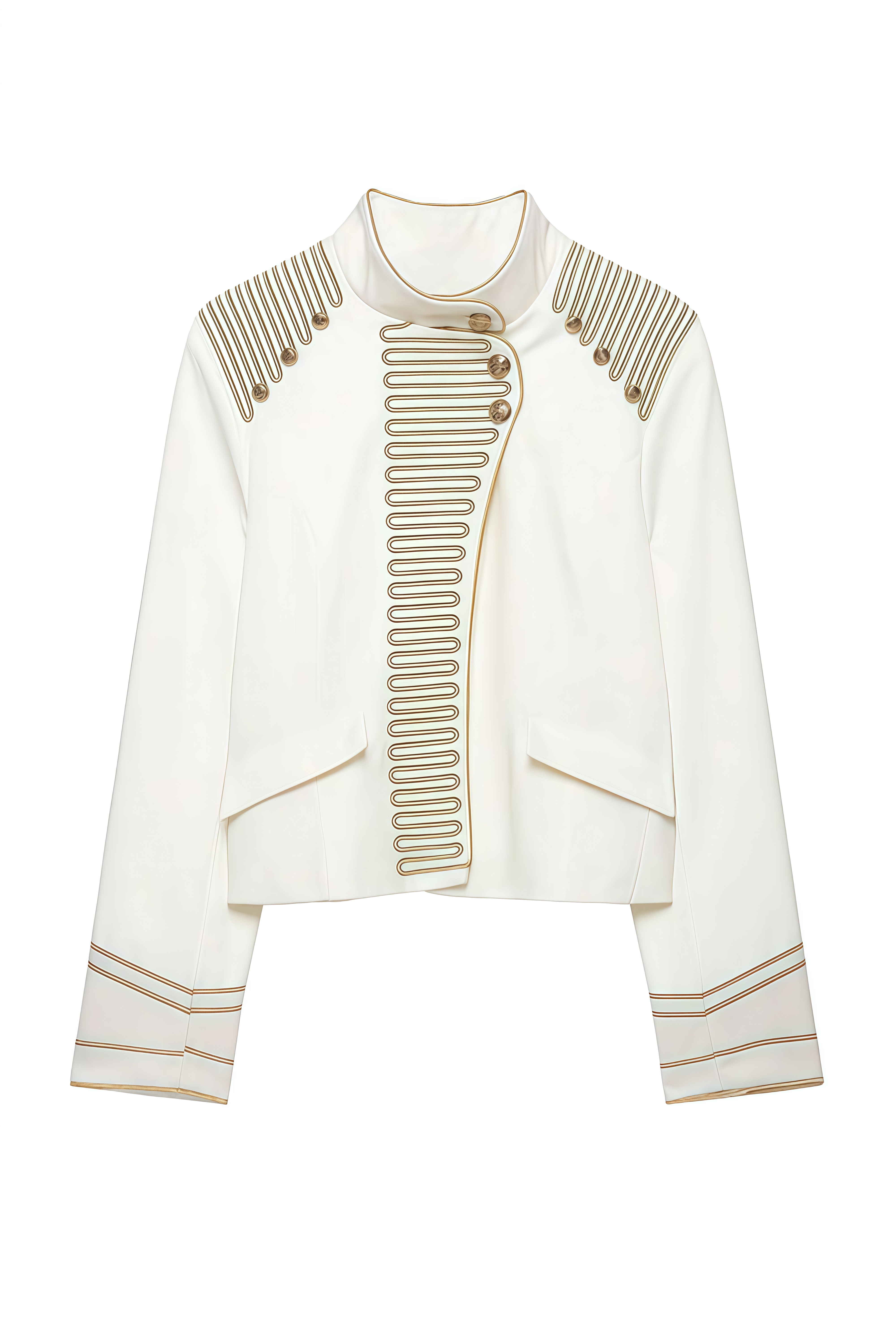 Aurelia White Long Sleeves Decorative Coat