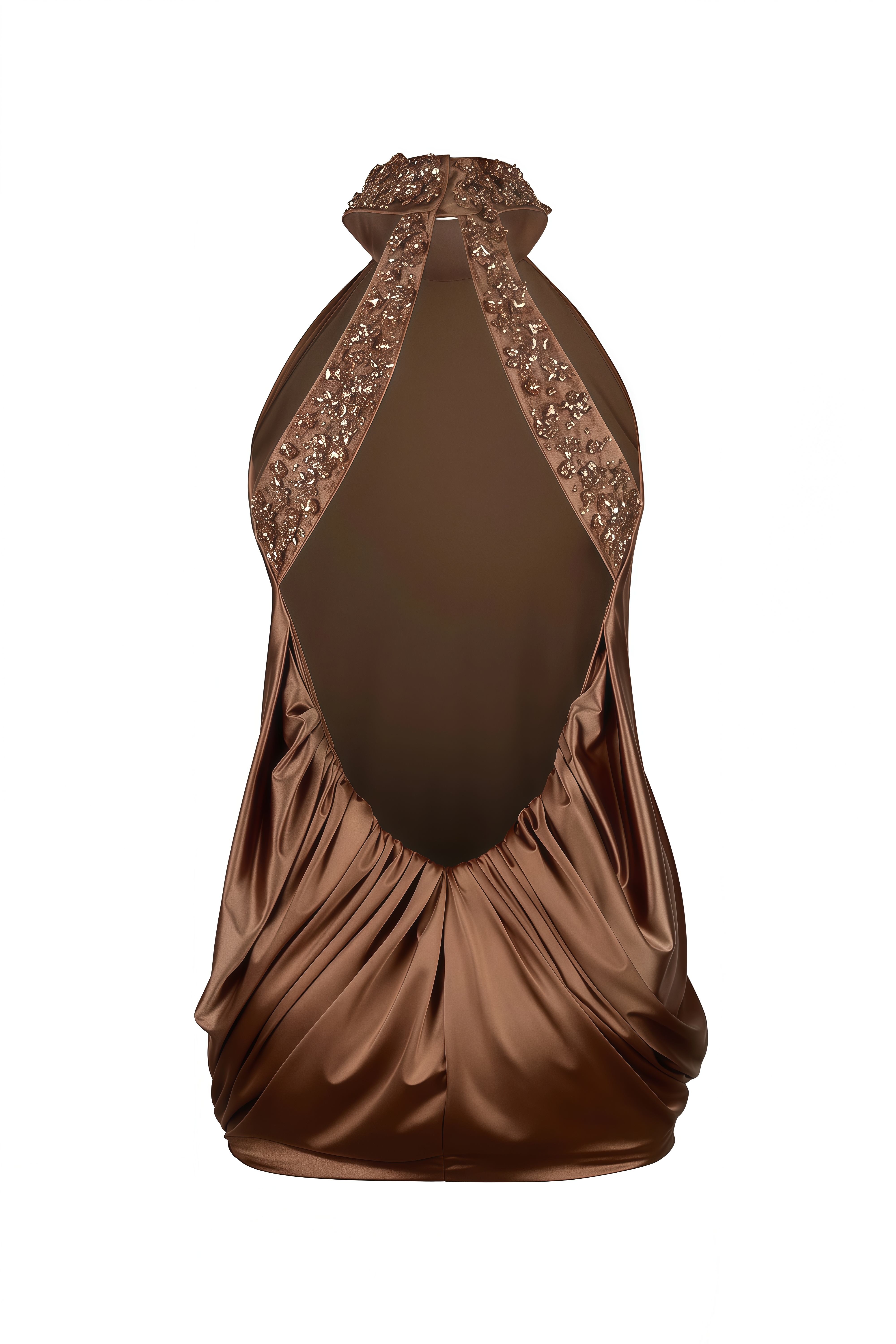 Rosalind Brown Halterneck Embellished Mini Dress