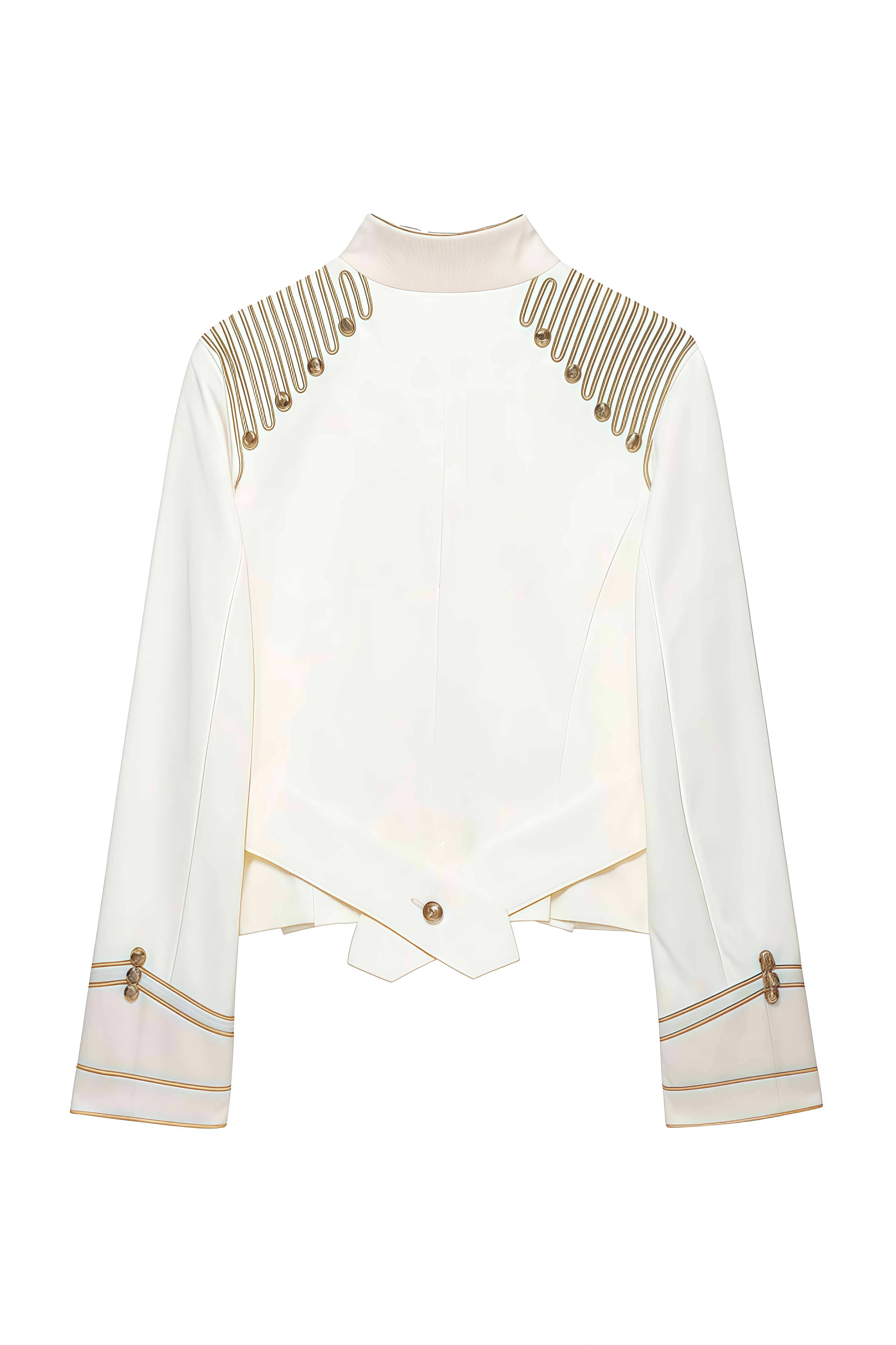 Aurelia White Long Sleeves Decorative Coat