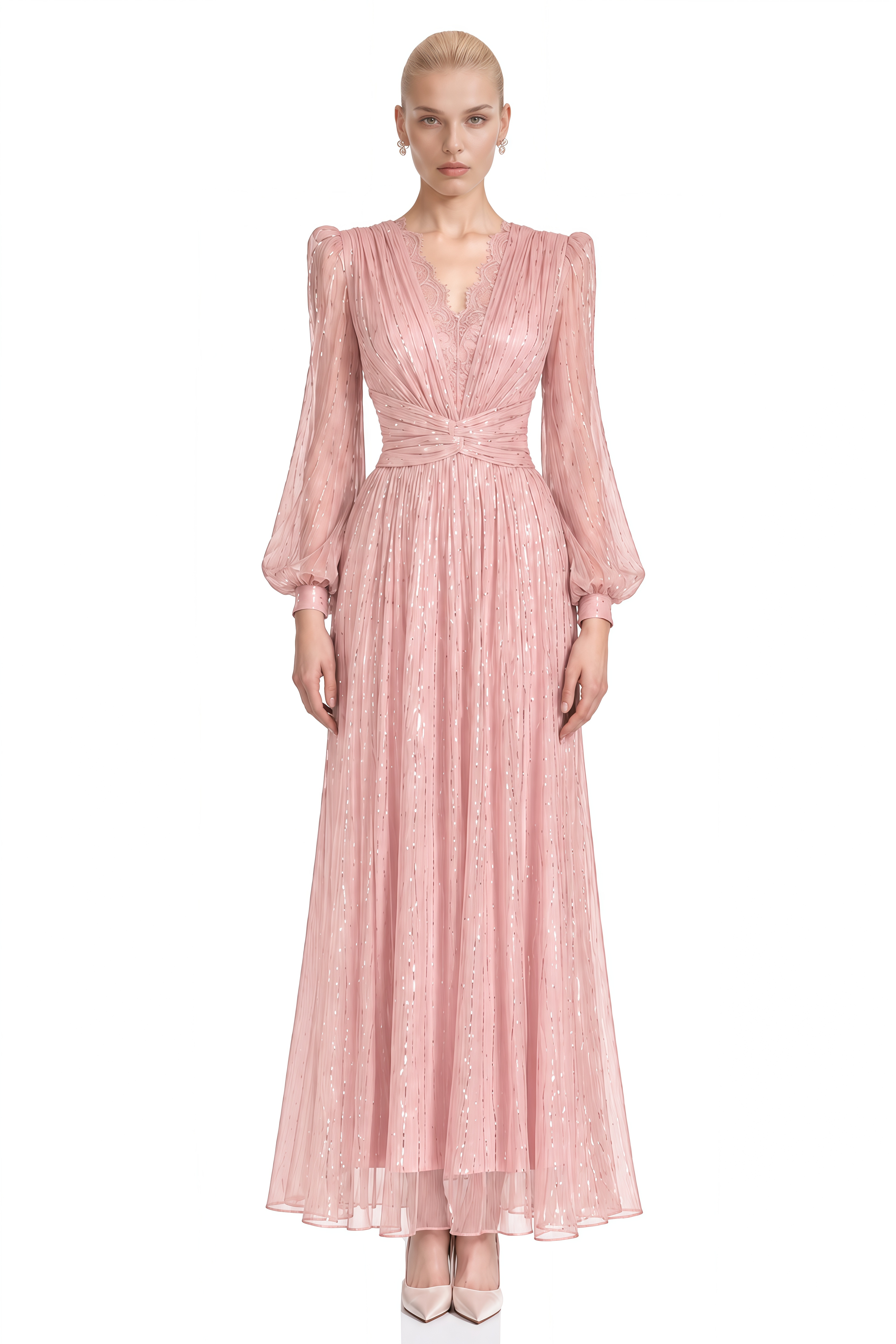 Iliana Pink V-Neck Sequin Maxi Dress