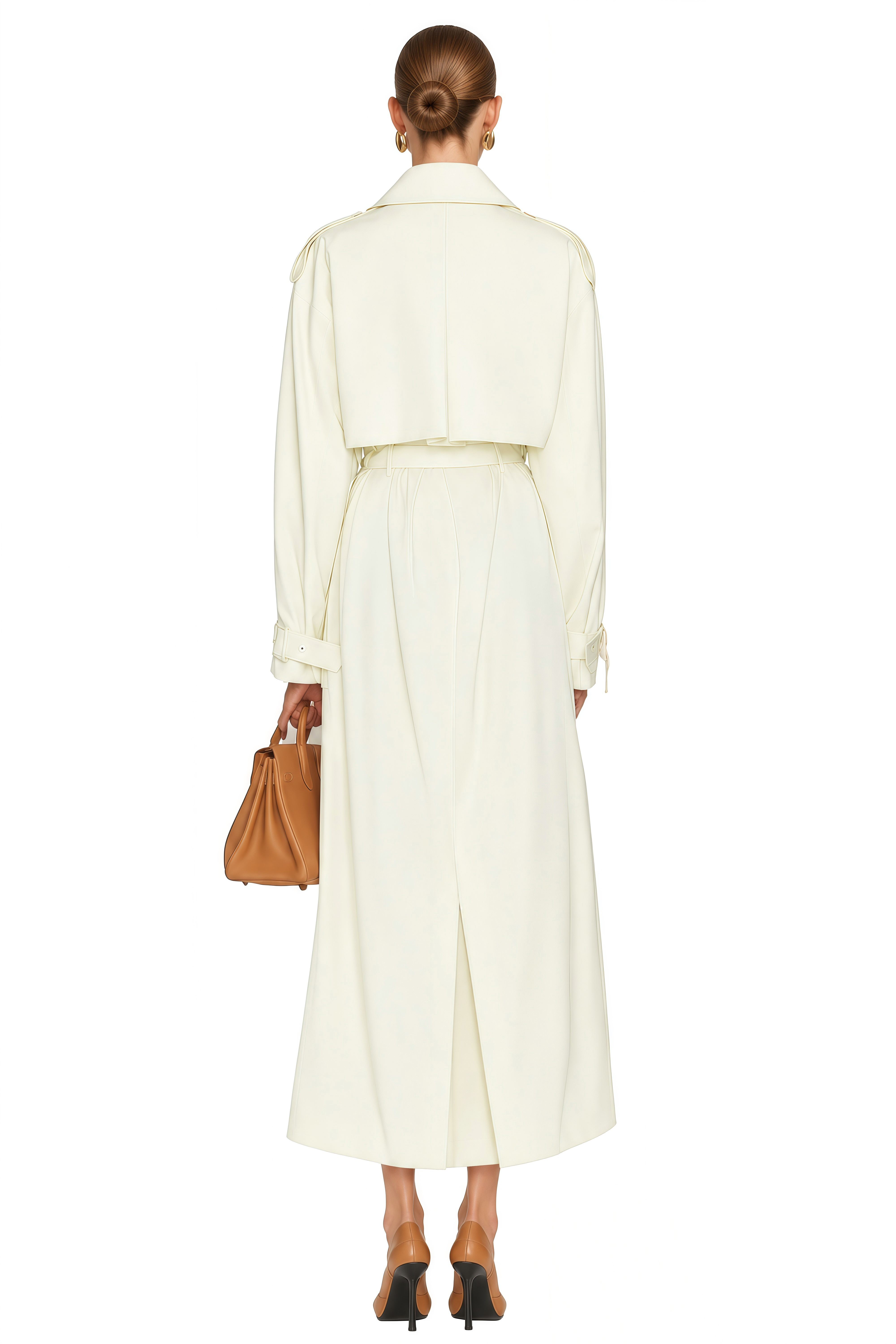 Lydia Ivory Long Sleeves Belted Coat