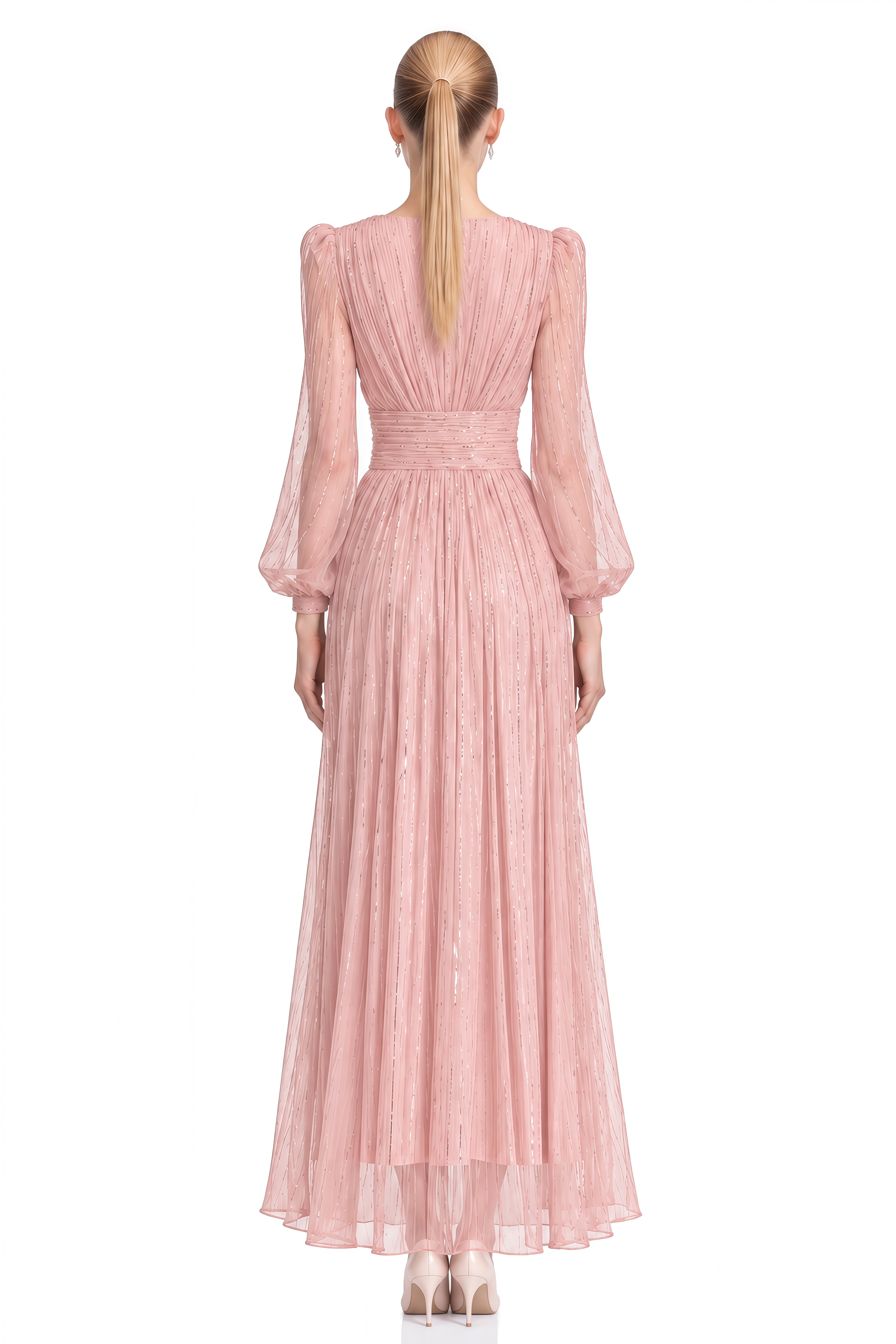 Iliana Pink V-Neck Sequin Maxi Dress