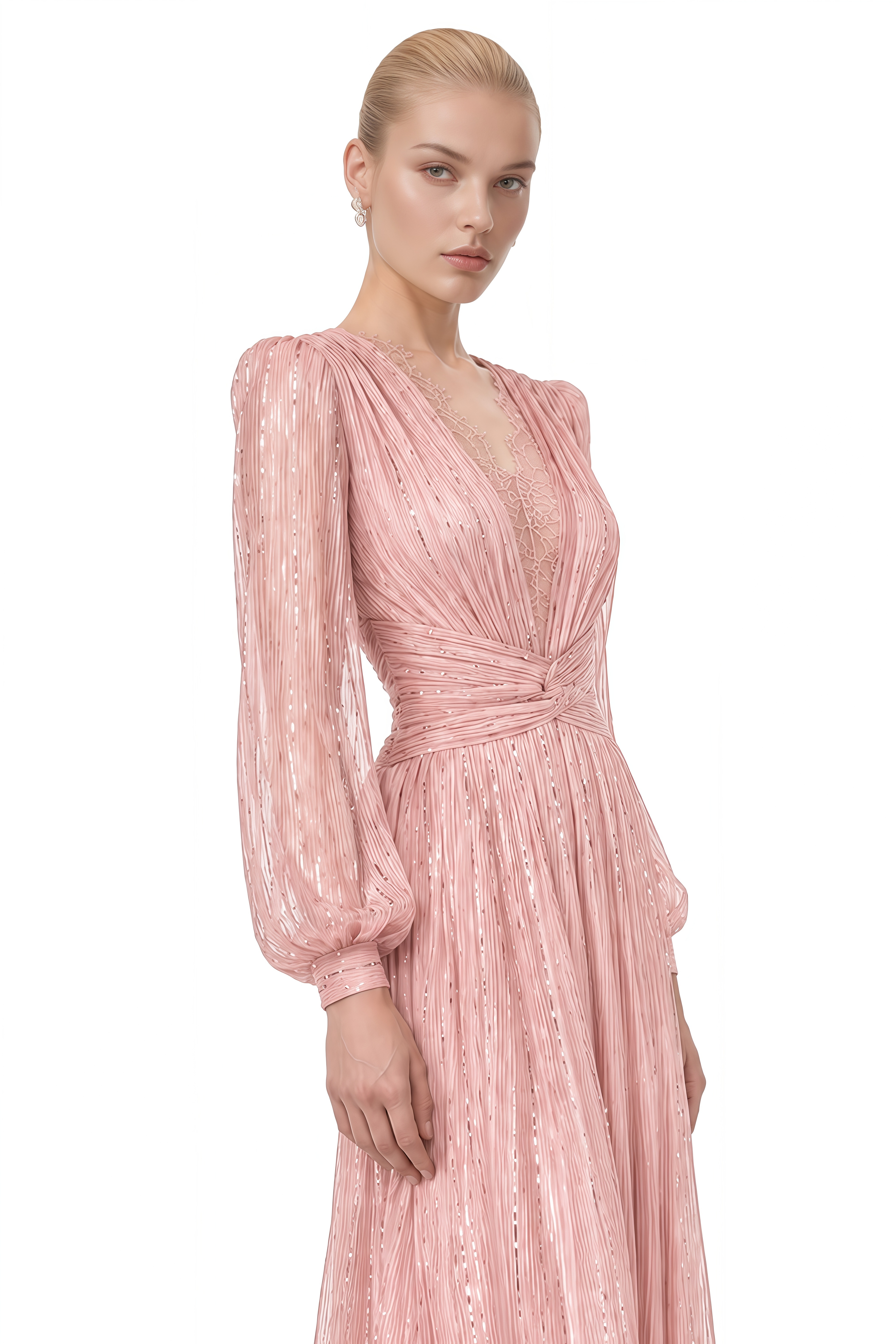 Iliana Pink V-Neck Sequin Maxi Dress