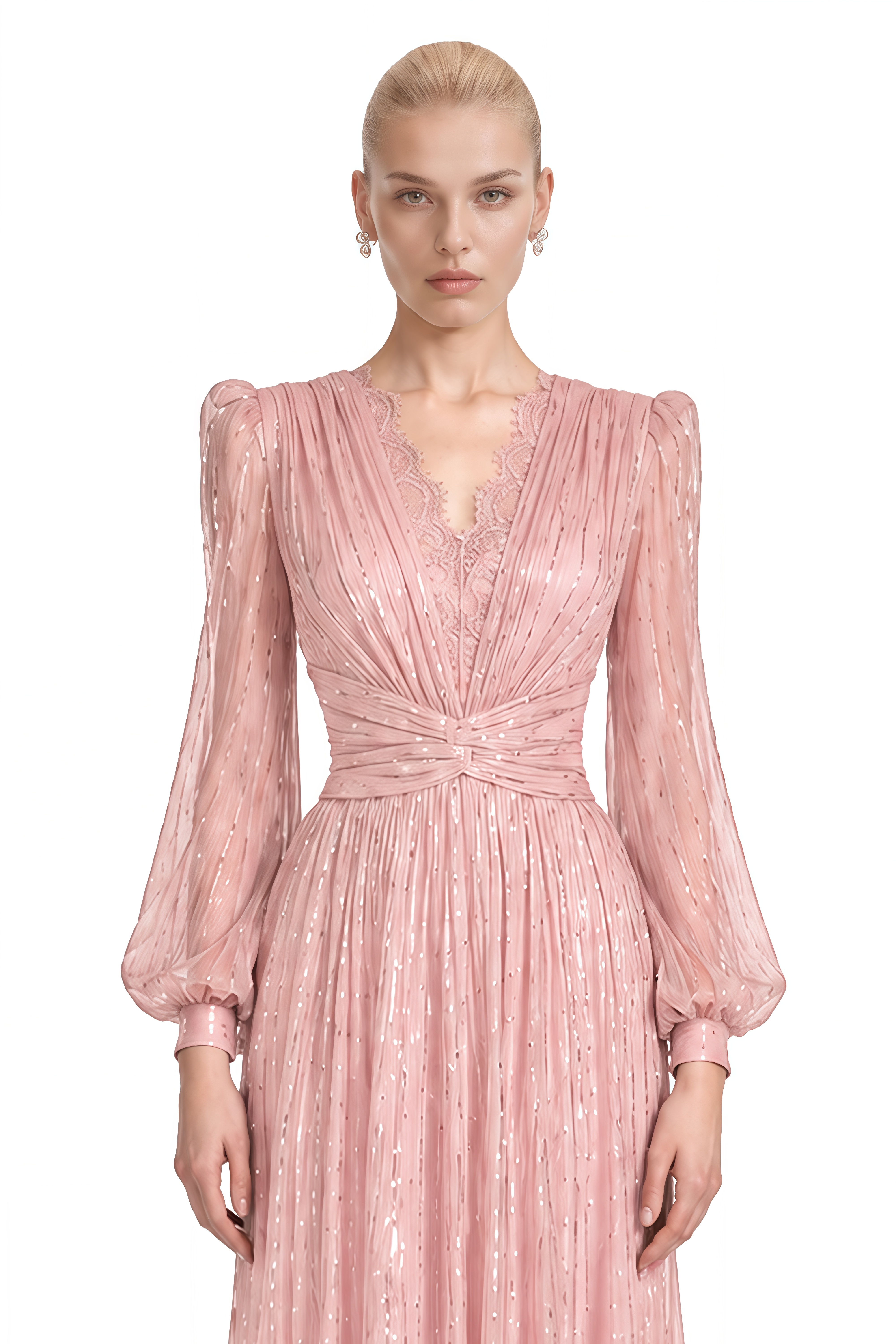 Iliana Pink V-Neck Sequin Maxi Dress