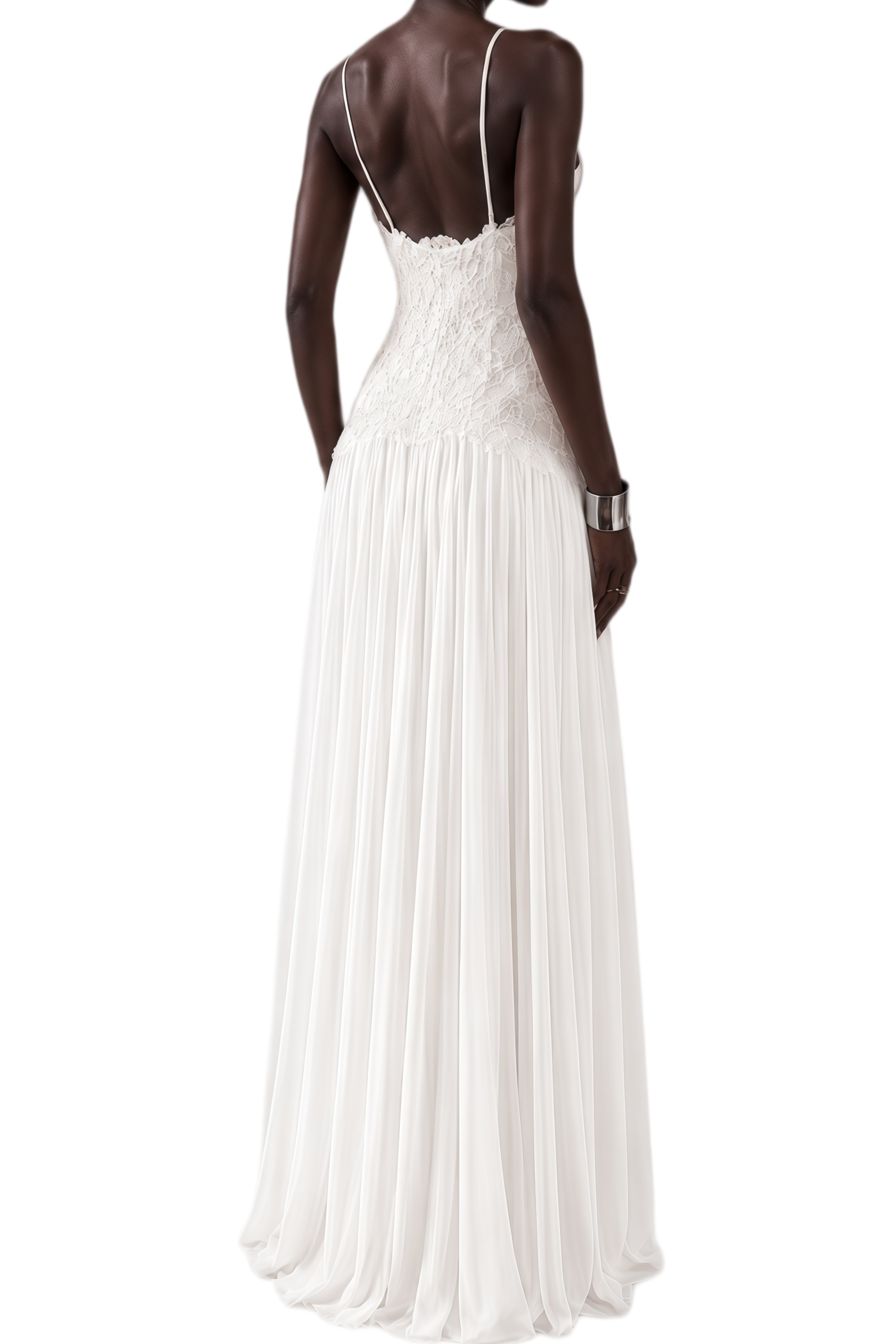 Thalia White Sleeveless Lace Maxi Dress