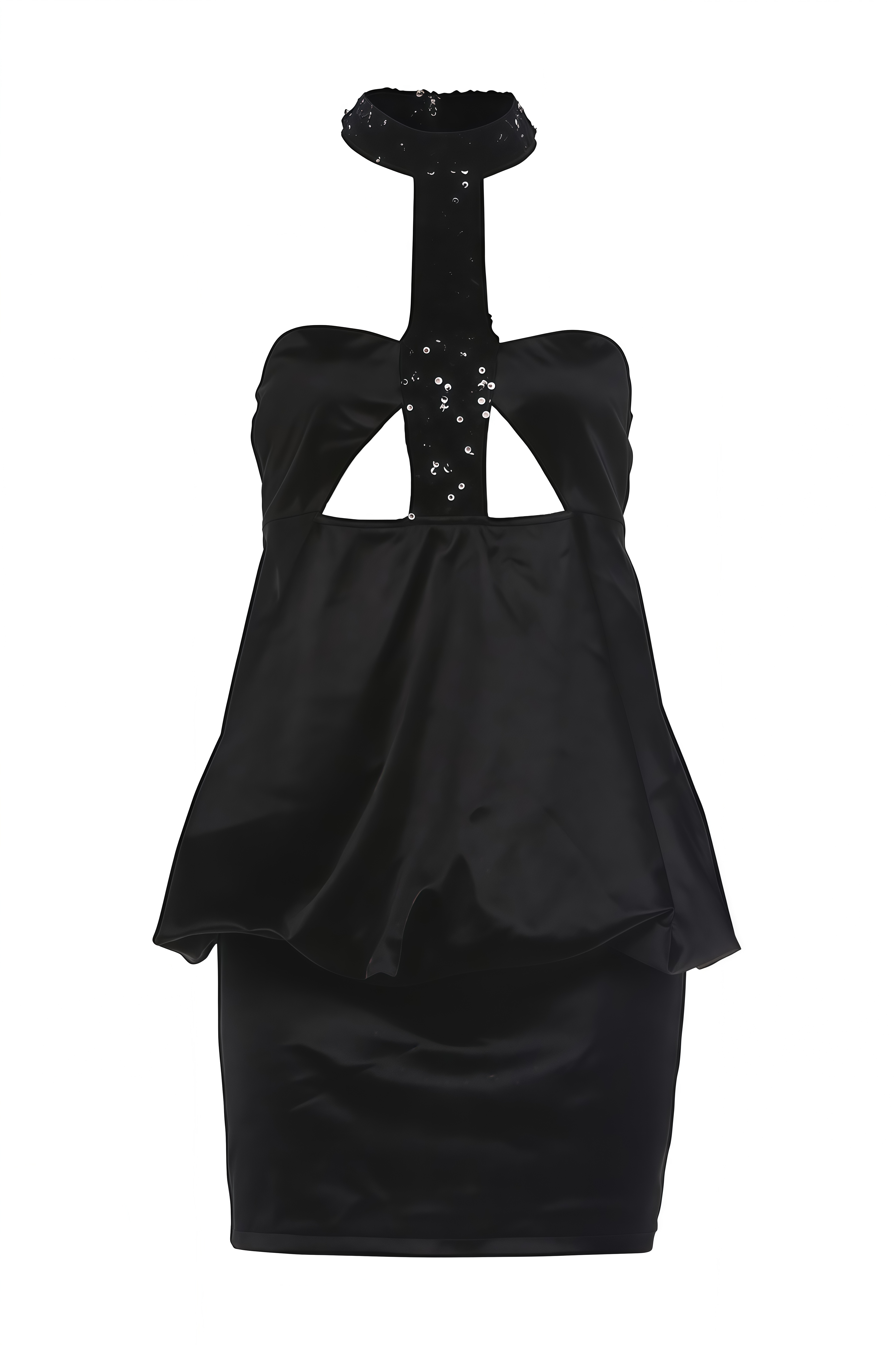 Flora Black Halterneck Cut-Out Mini Dress