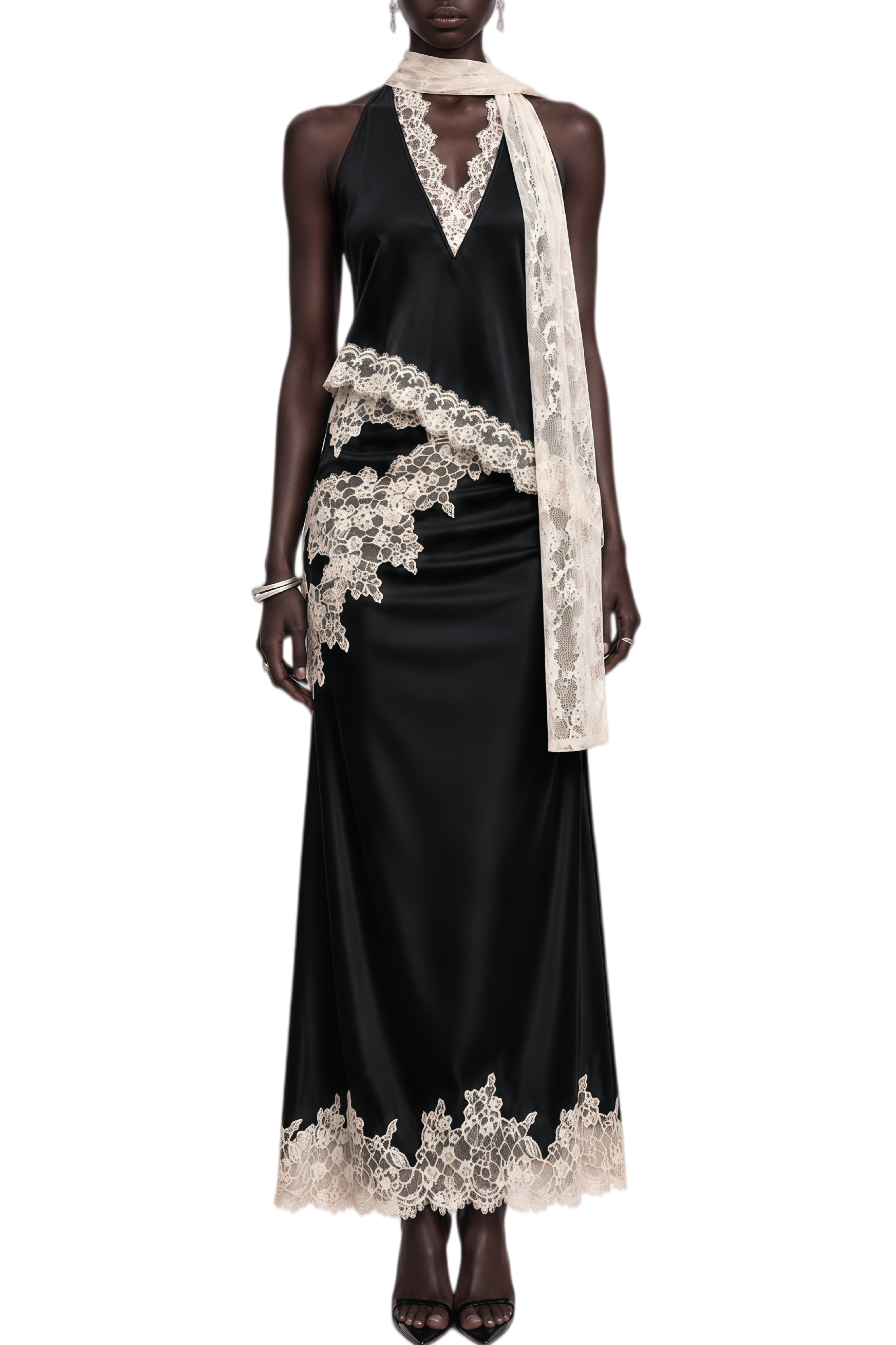 Linnea Black Sleeveless Asymmetrical Top & Skirt Set