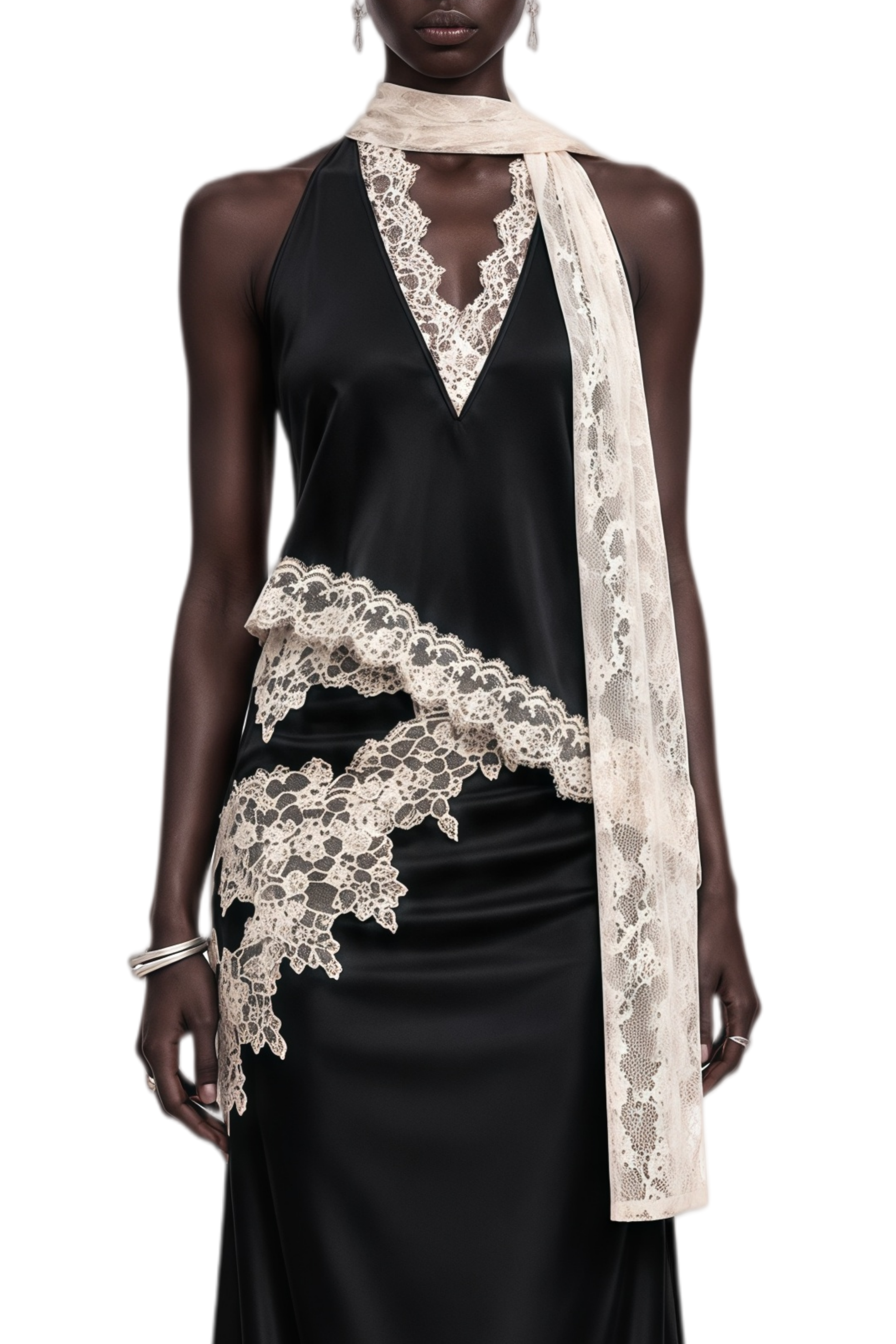 Linnea Black Sleeveless Asymmetrical Top & Skirt Set