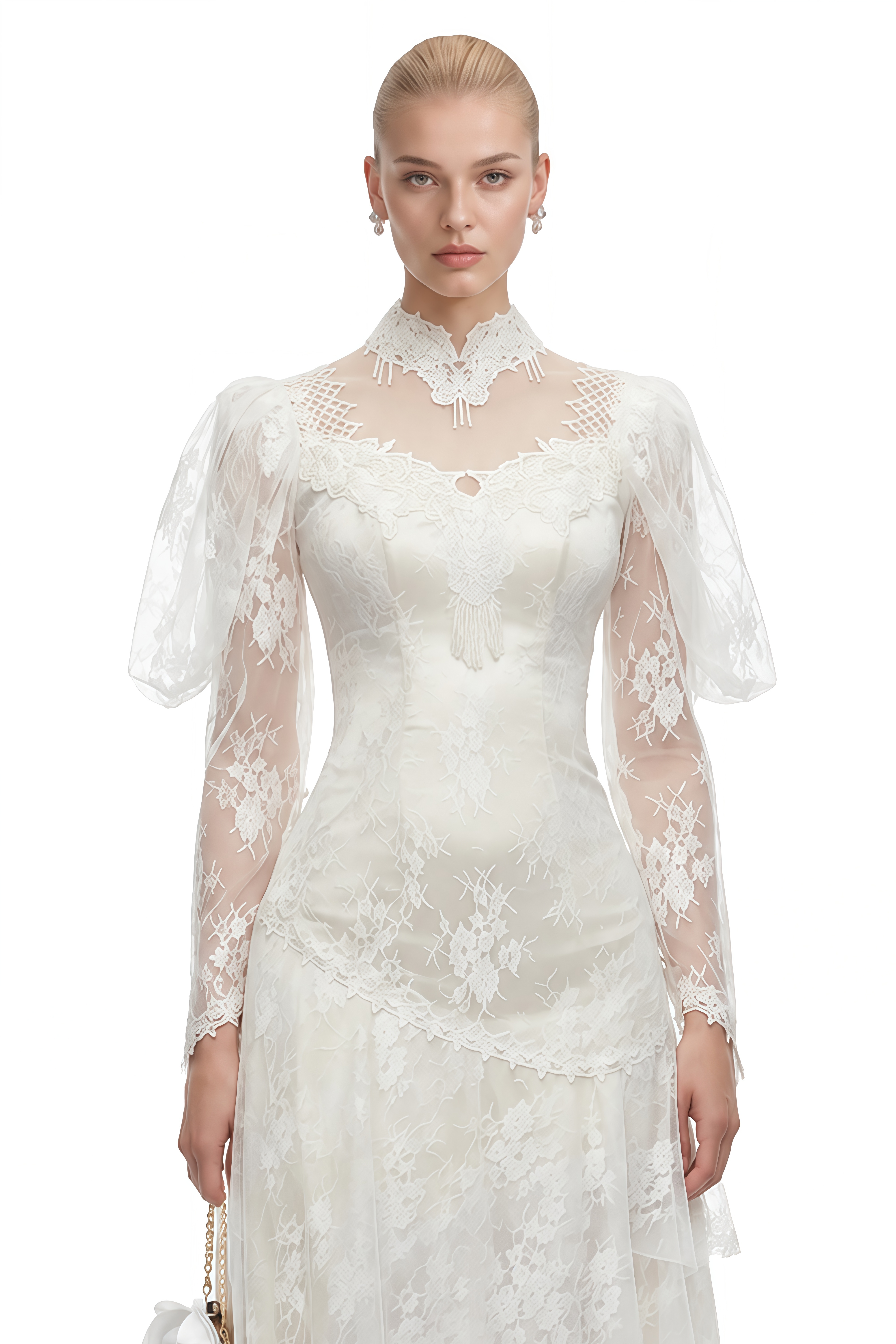 Cordelia Ivory Asymmetrical Layered Lace Midi Dress