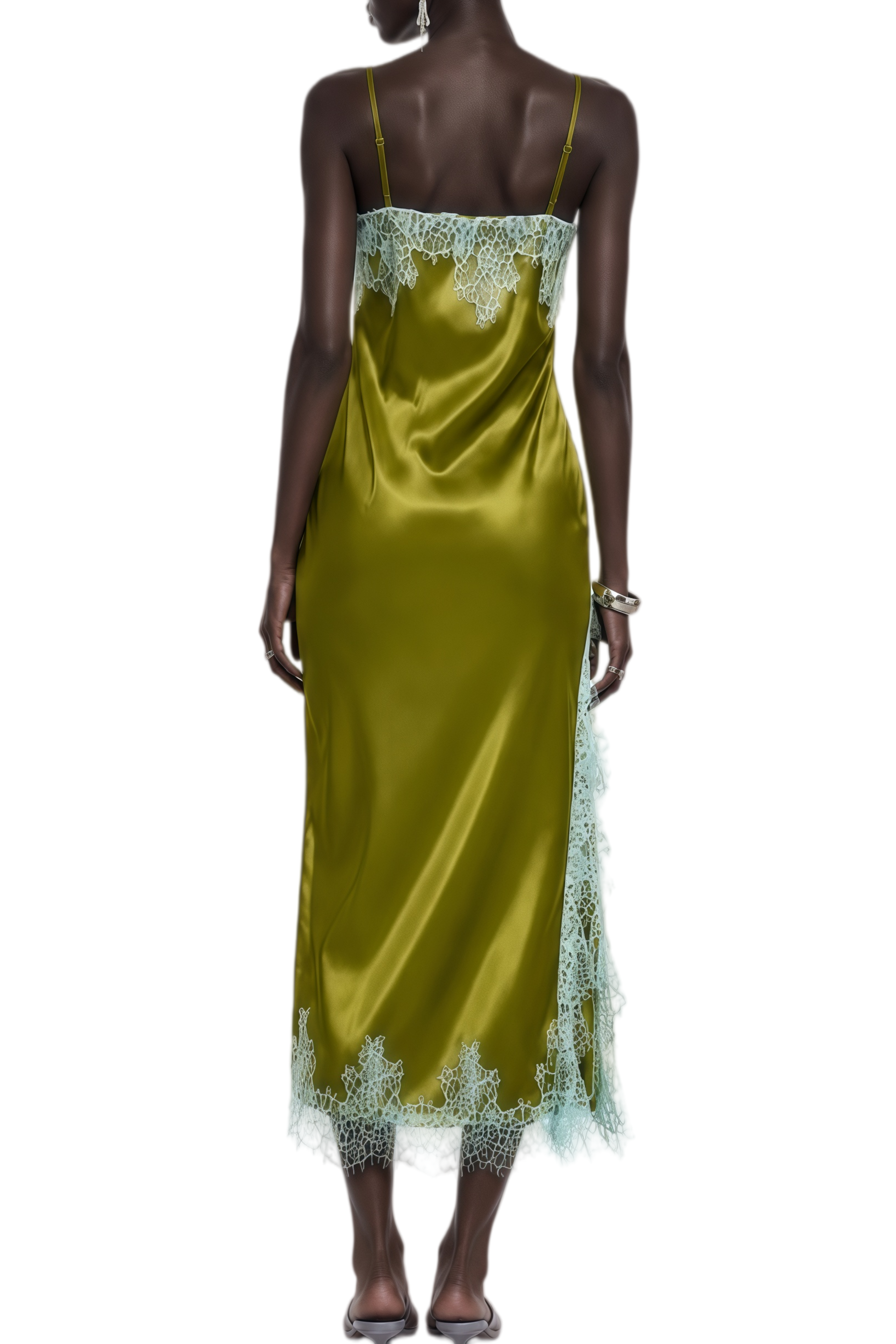 Celine Olive Green Sleeveless Lace Maxi Dress