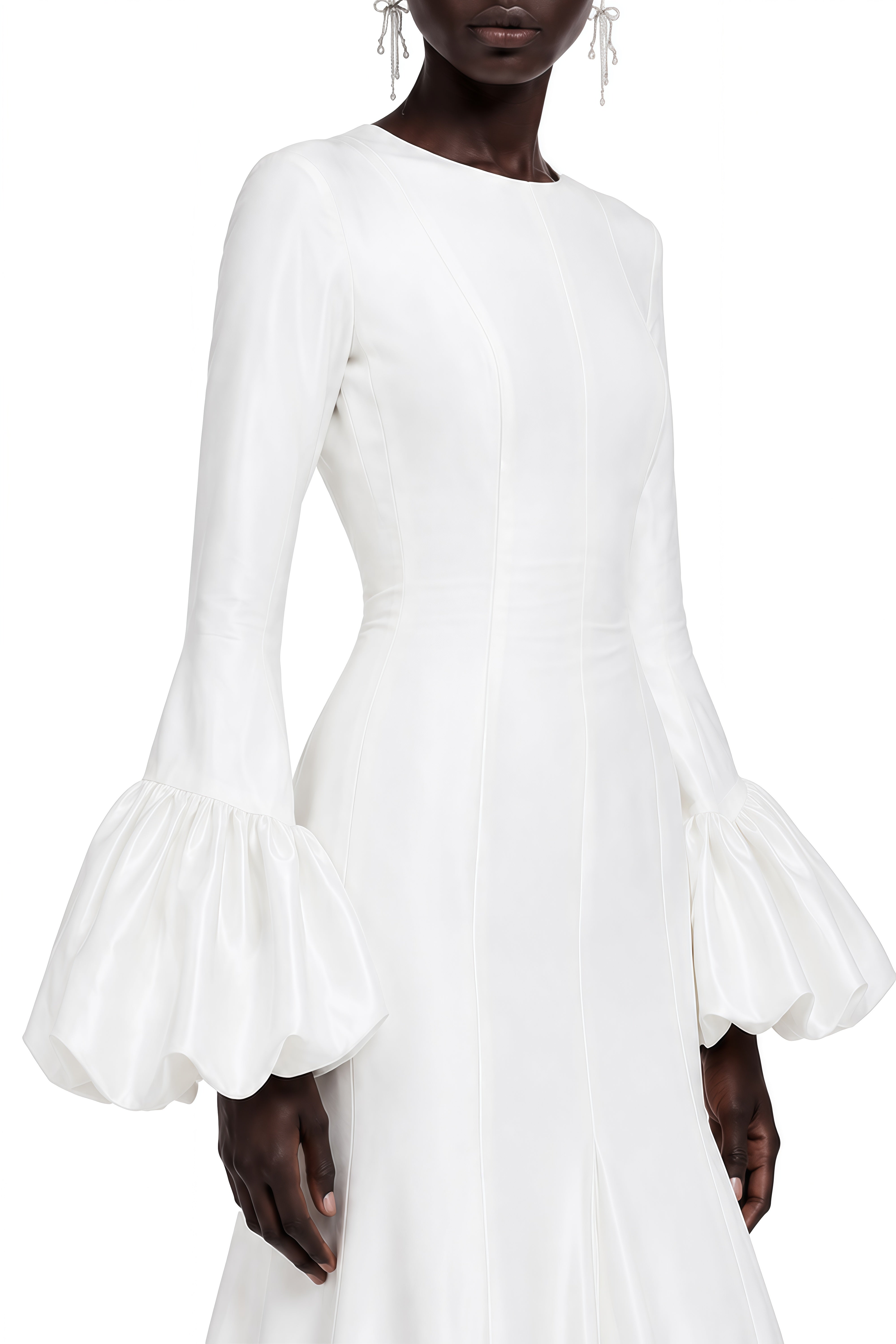 Cecilia White Long Sleeves Ruffled Maxi Dress