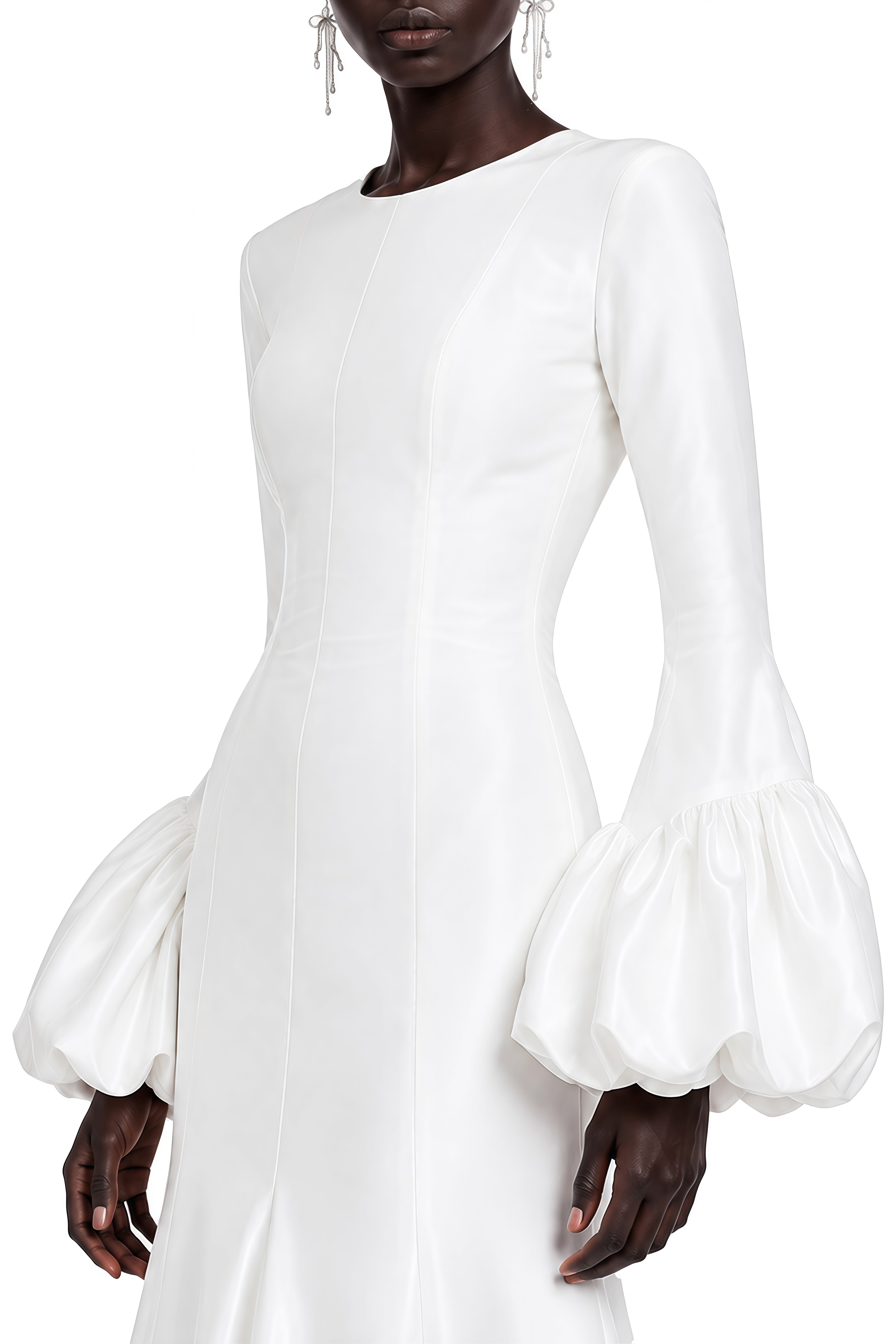 Cecilia White Long Sleeves Ruffled Maxi Dress