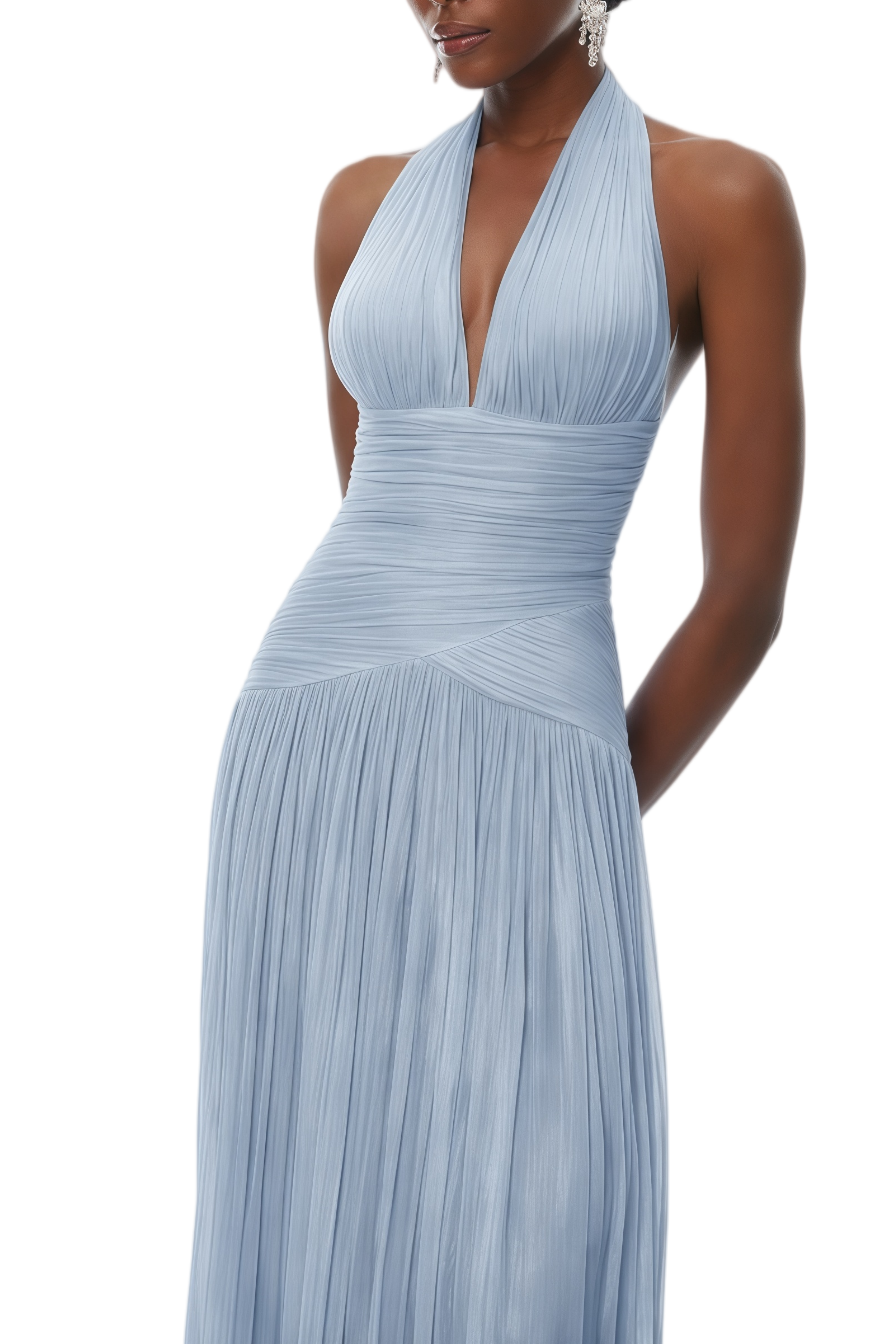 Bertha Blue Gathered Maxi Dress