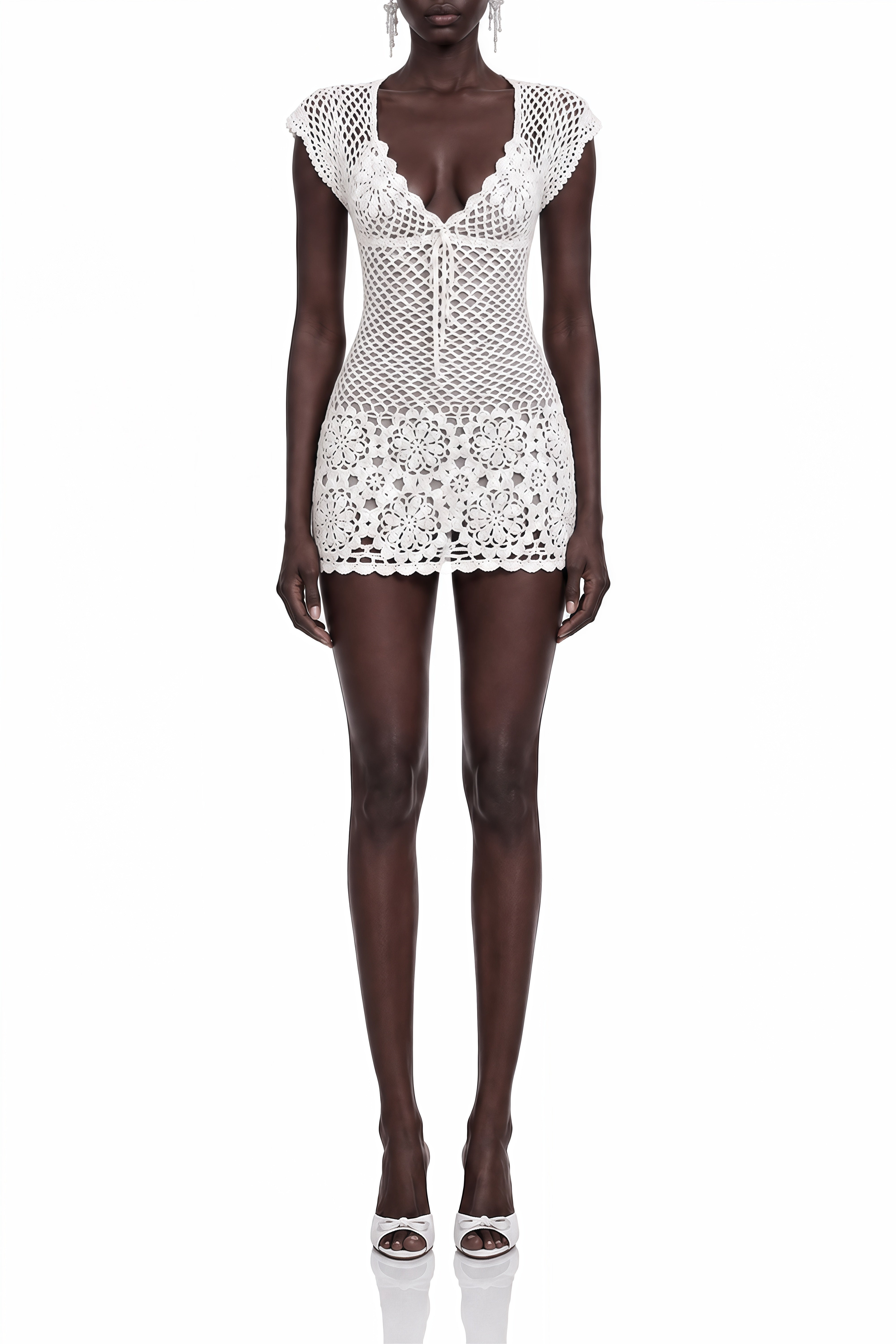 Hazel White Floral Cut-Out Mini Dress