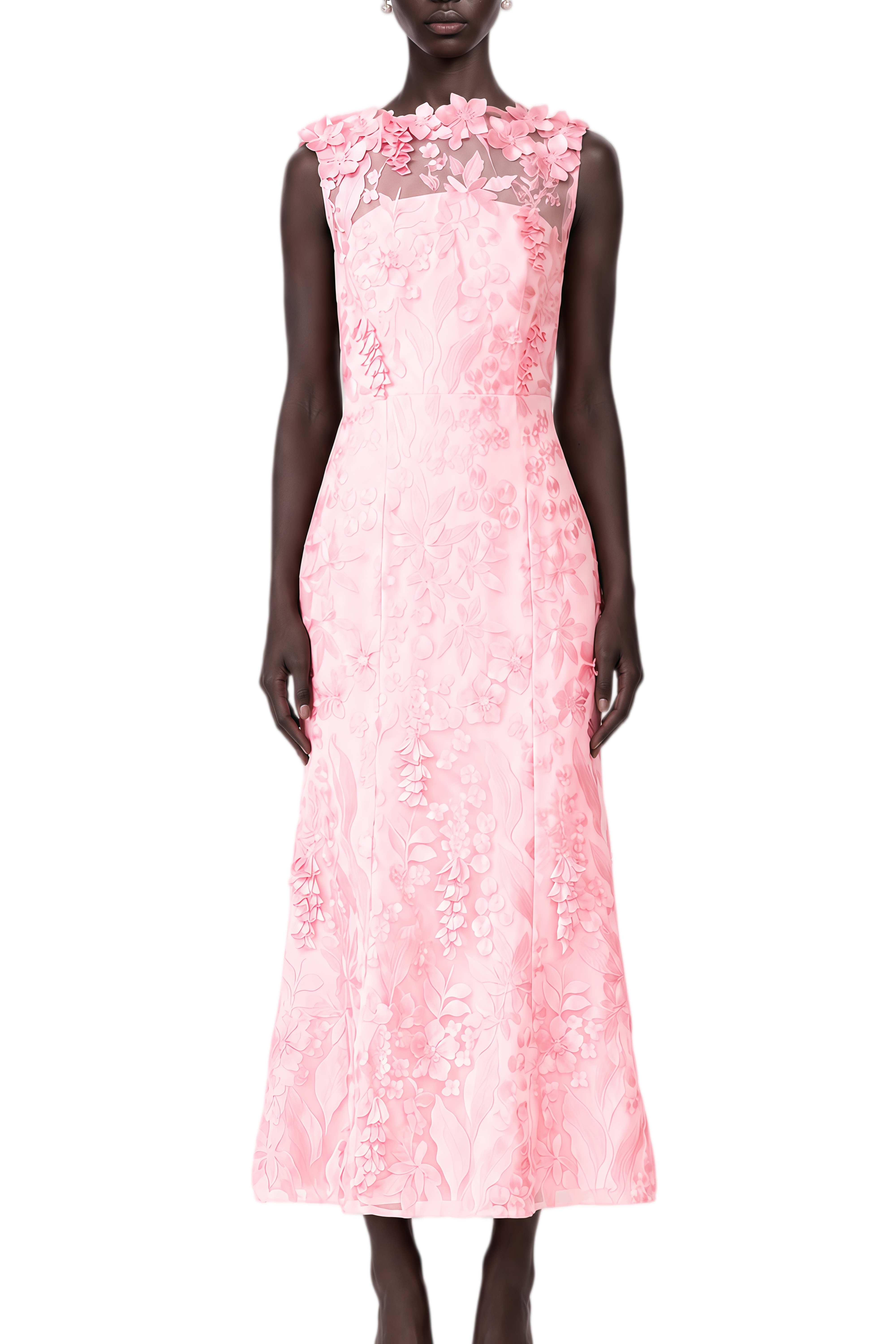 Imogen Pink Sleeveless Lace Maxi Dress