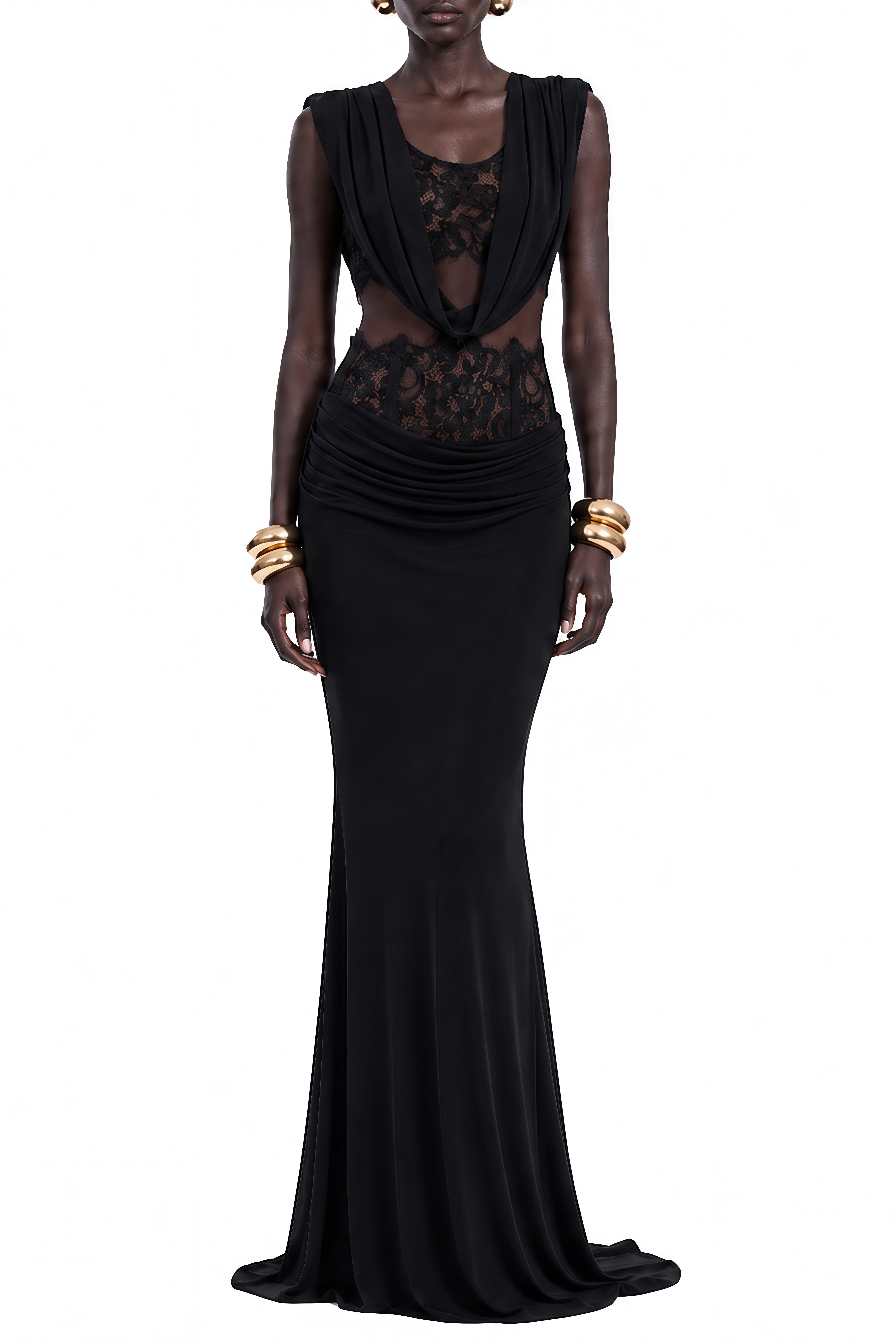 Lydia Black Sleeveless Lace Top & Skirt Set