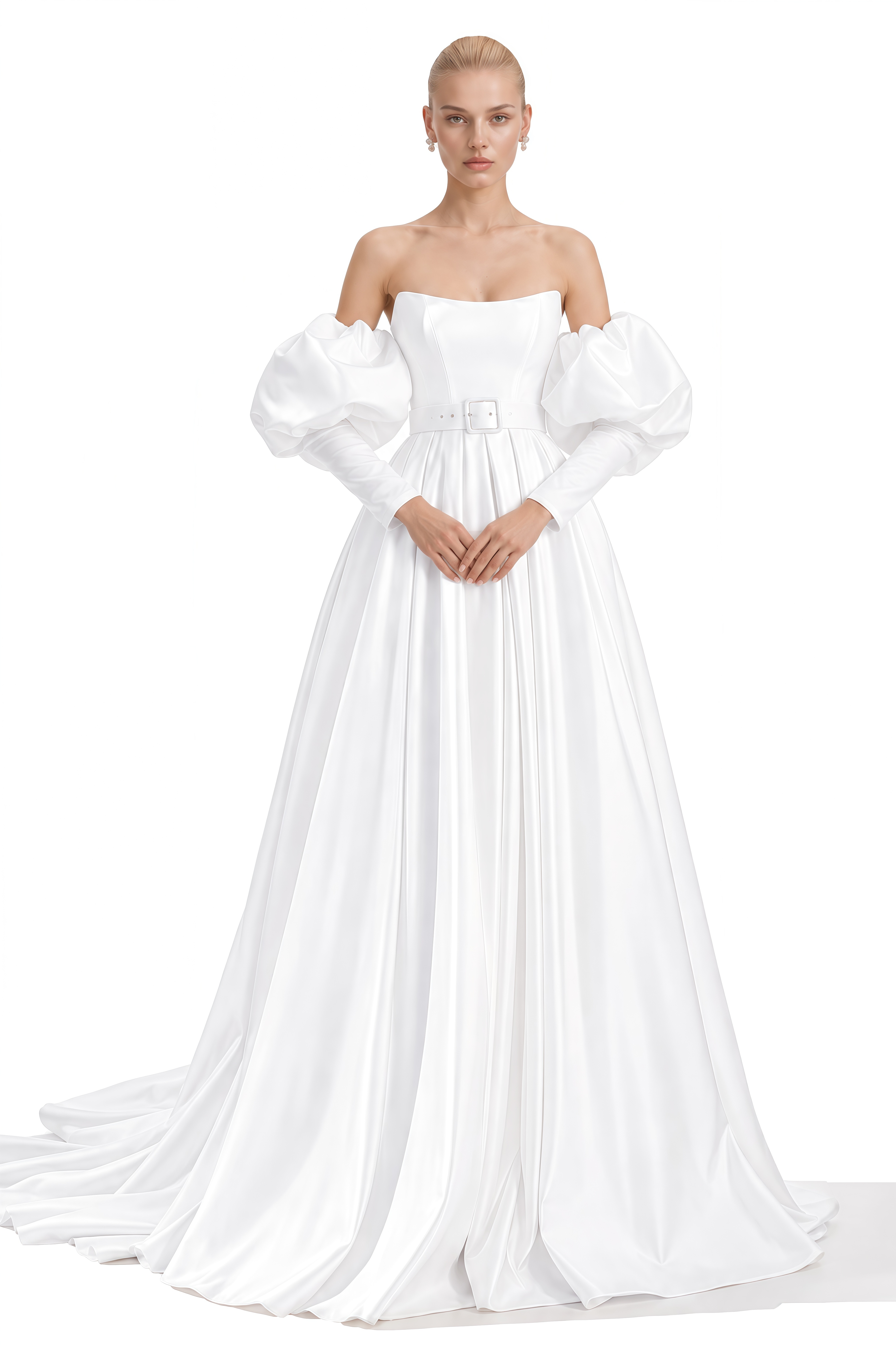 Isadora White Off Shoulder Pleated Maxi Dress