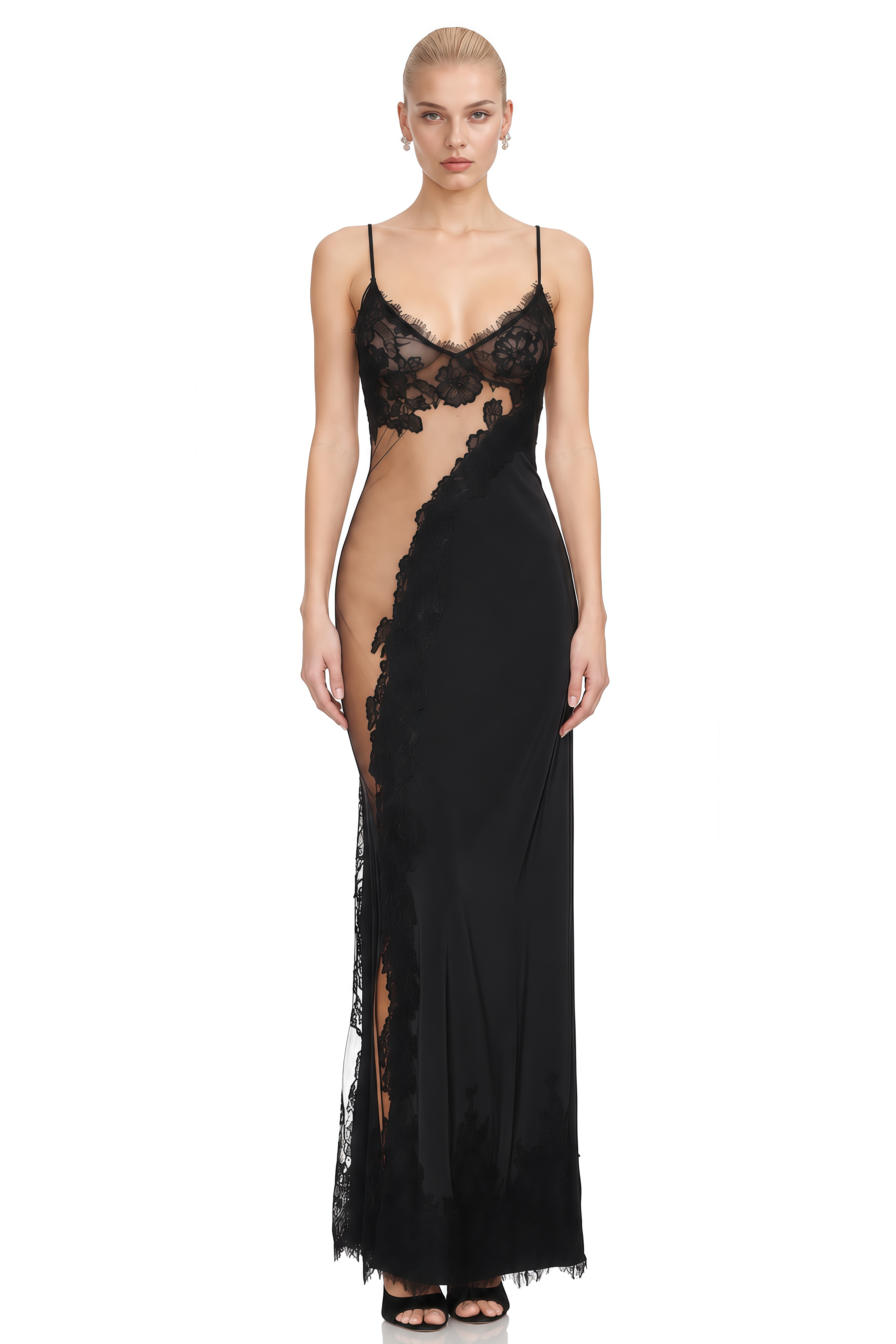 Florence Black Sleeveless Asymmetrical Maxi Dress
