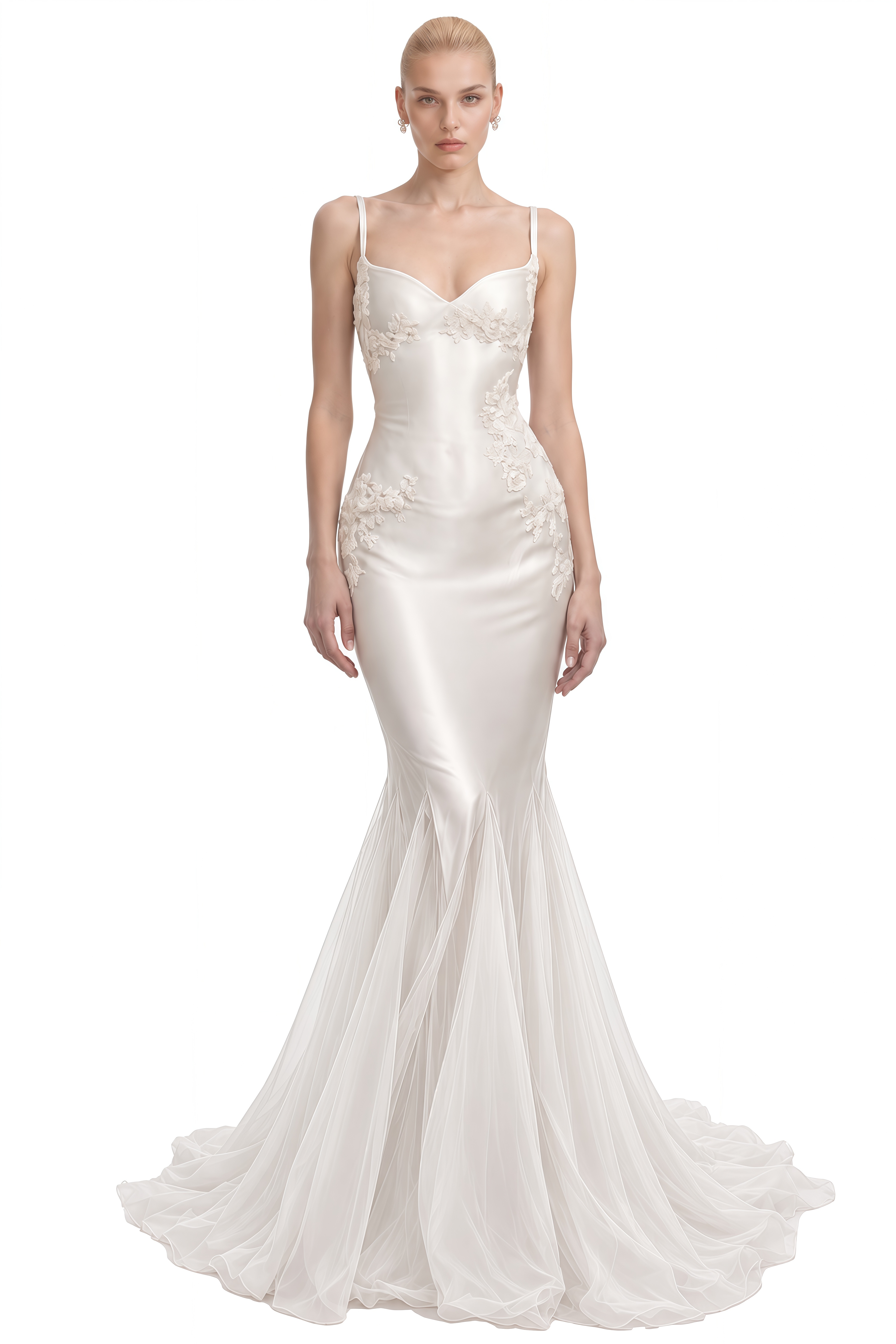 Léa White Sweetheart Neck Embroidered Maxi Dress