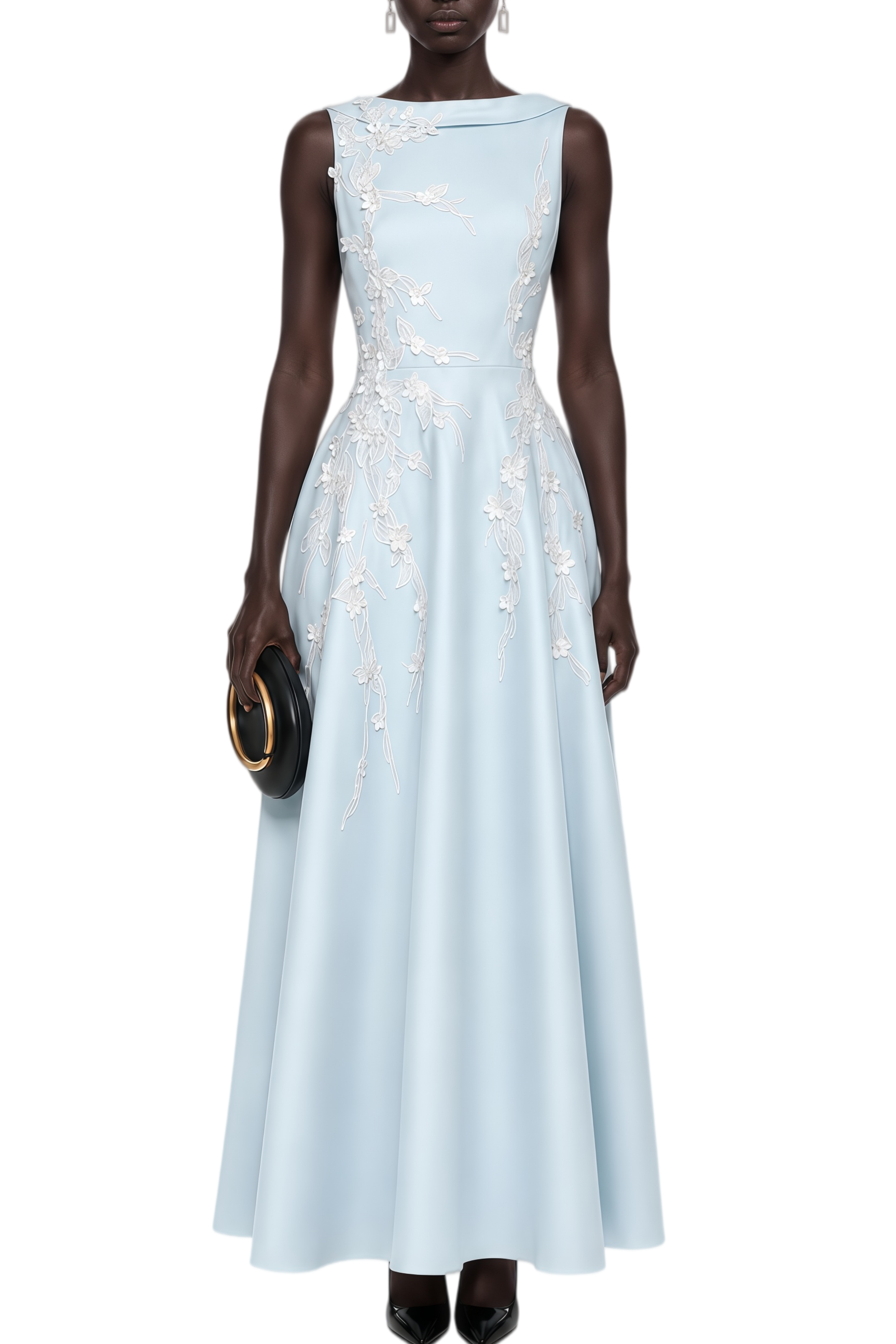 Adeline Light Blue Round Neck Sleeveless Maxi Dress