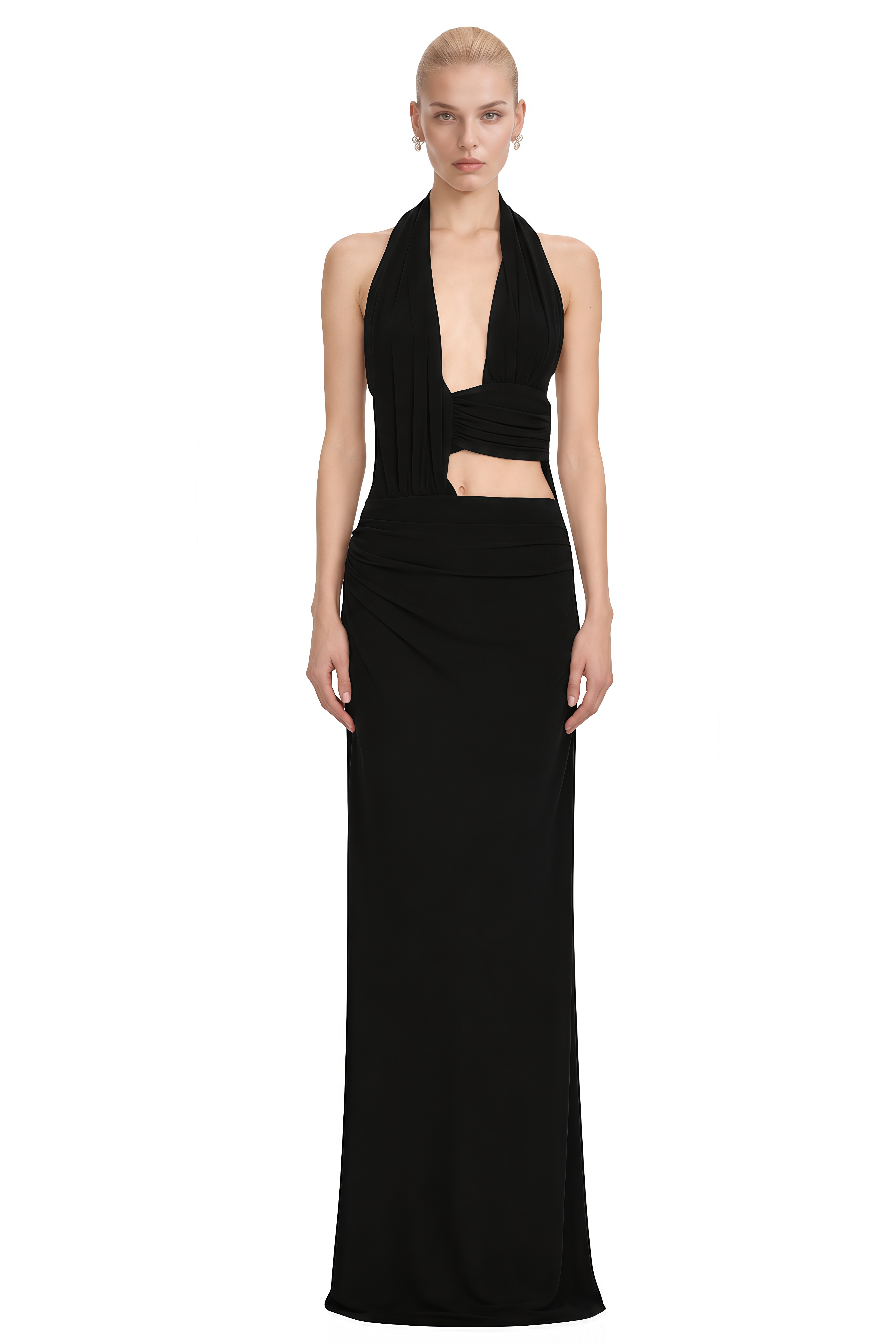Esme Black Asymmetrical Cut-Out Maxi Dress