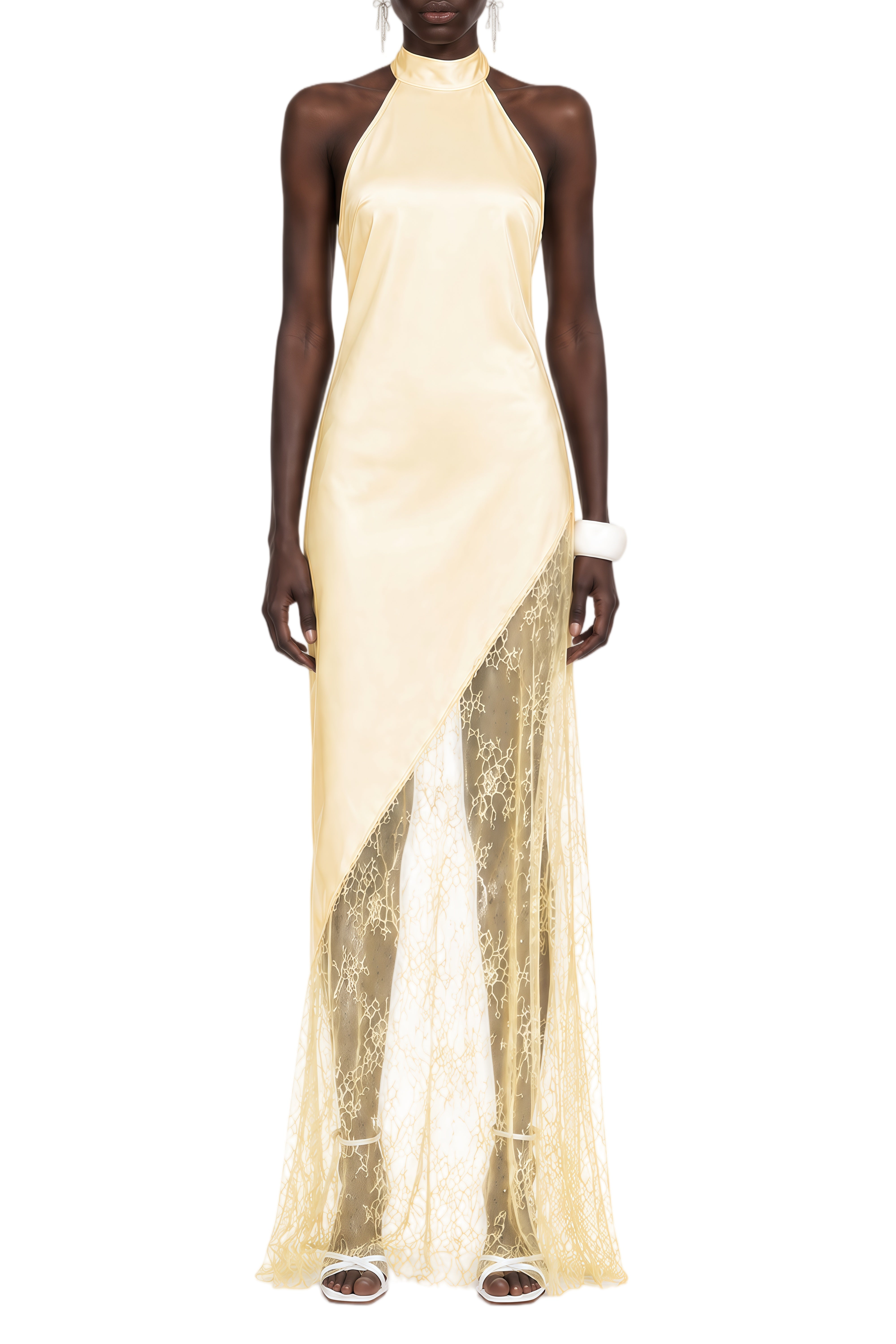 Elowen Yellow Halterneck Sleeveless Maxi Dress