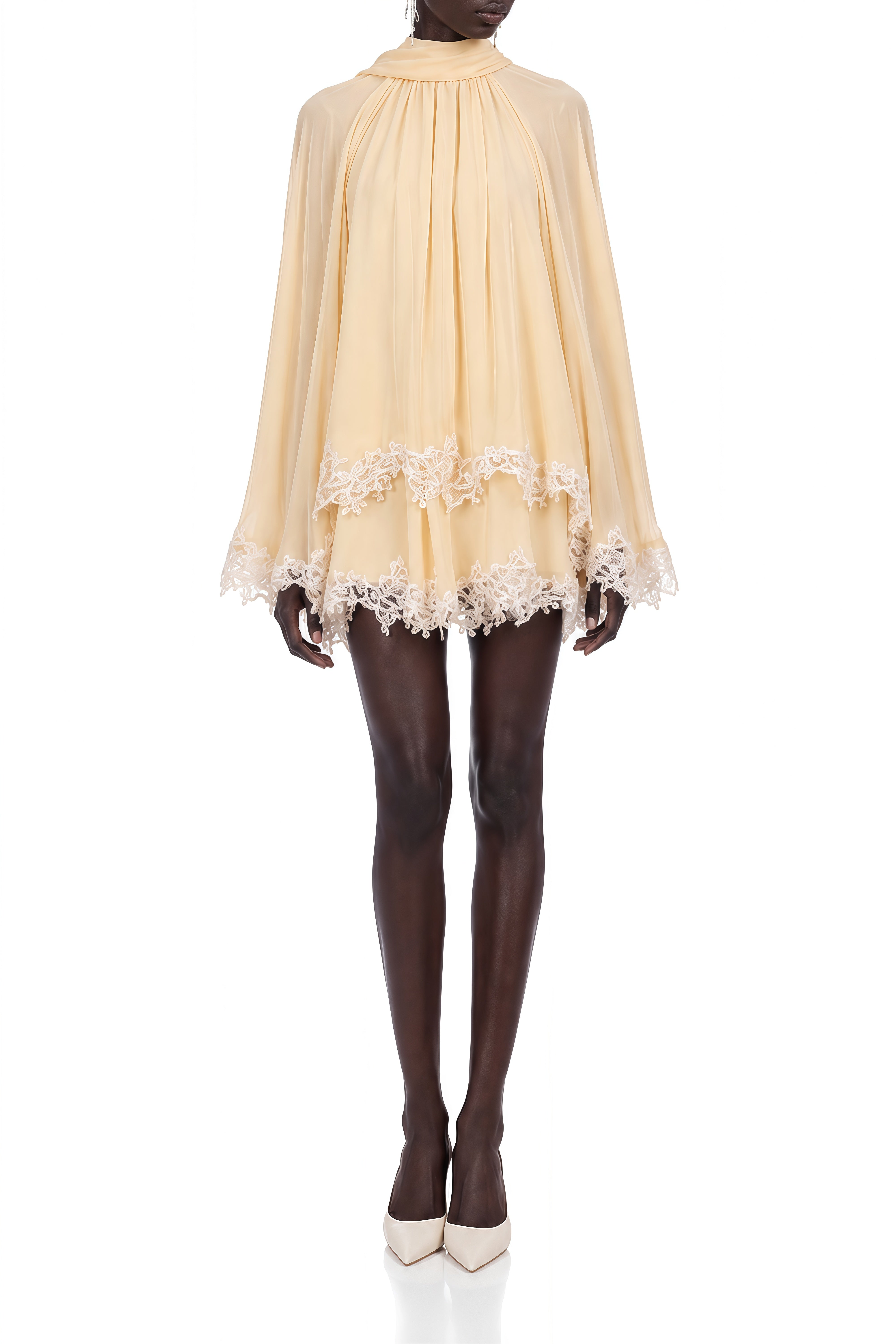 Emmeline Yellow Scarf Draped Mini Dress