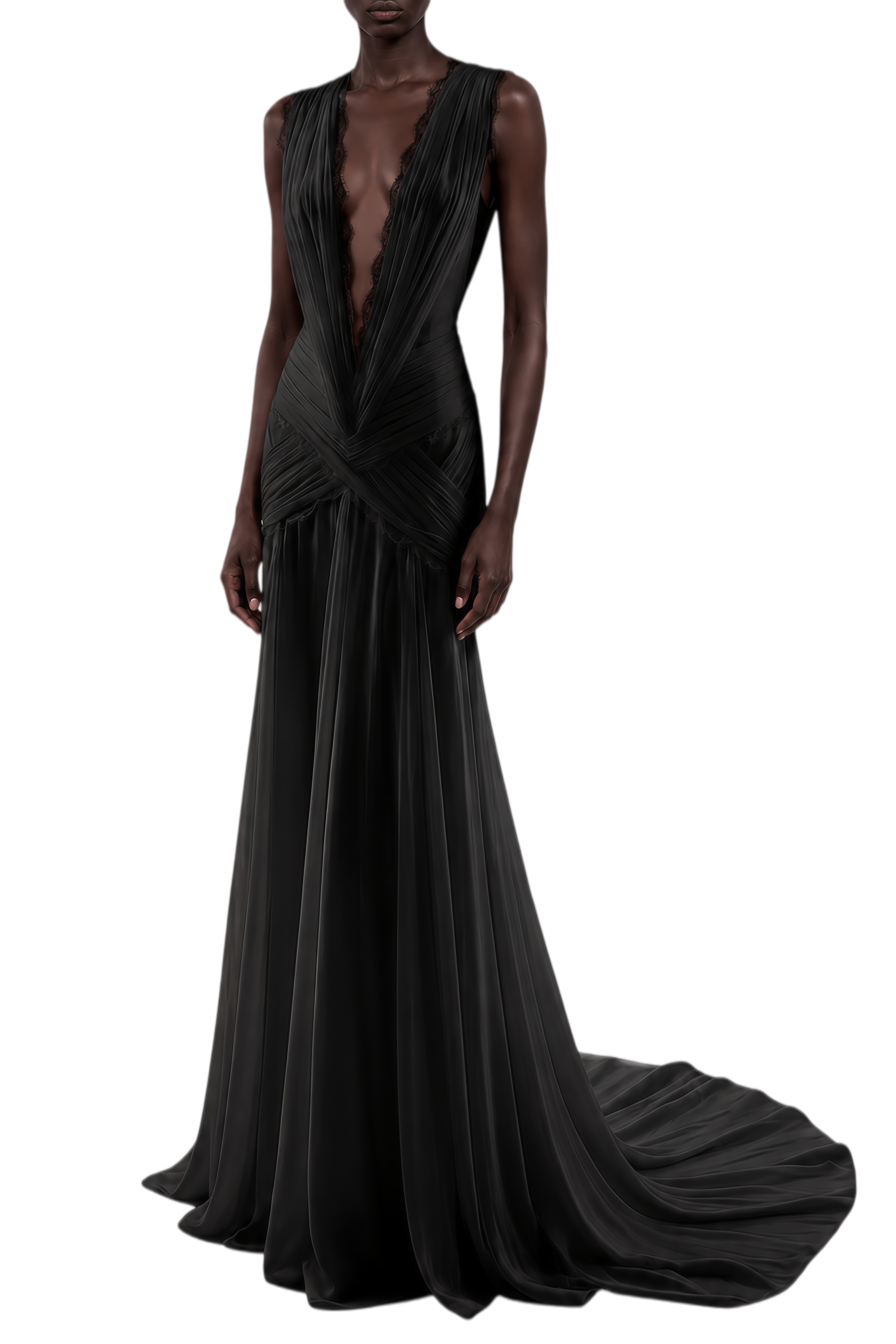 Theodora Black V-Neck Sleeveless Maxi Dress