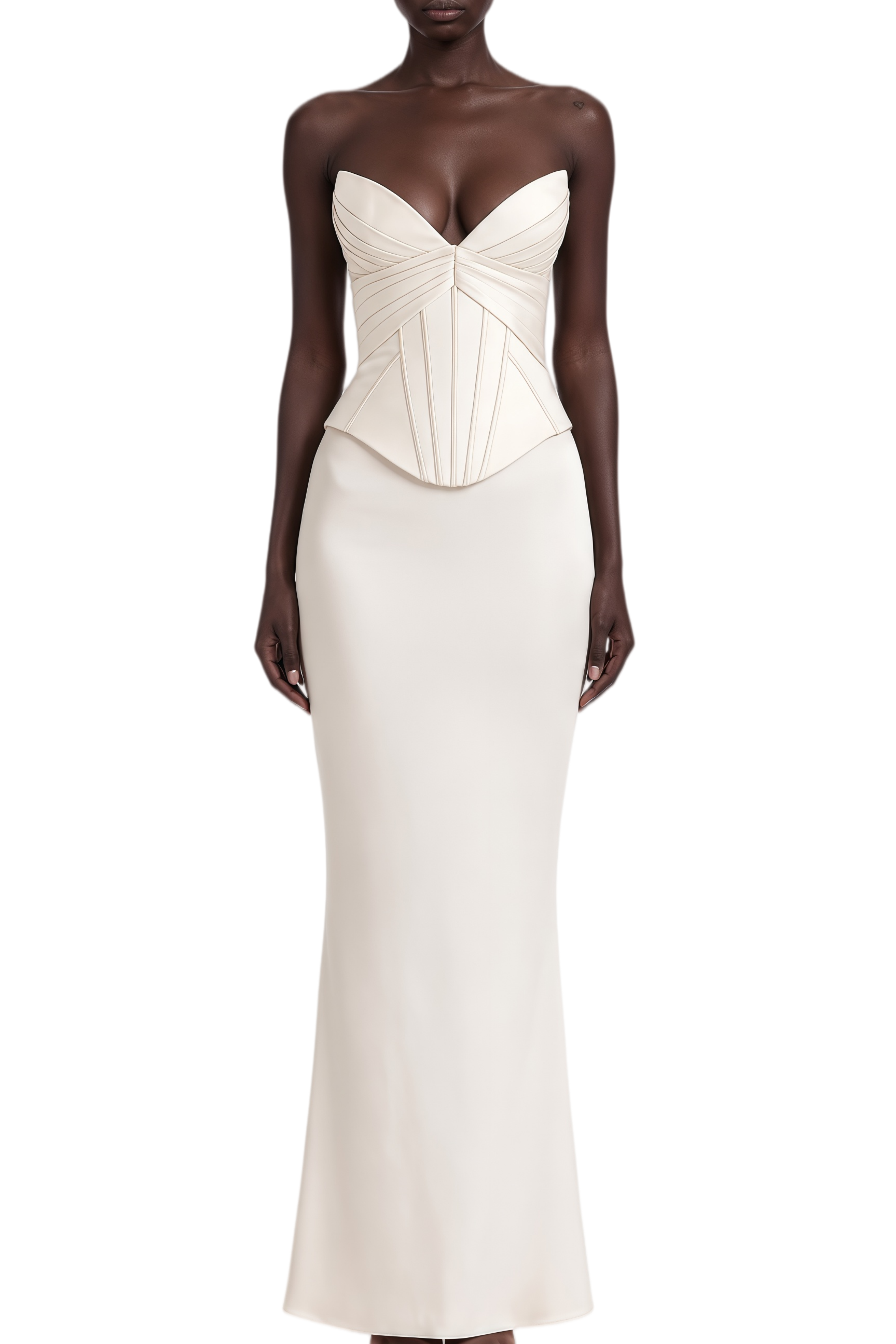 Felicity White Sleeveless Draped Maxi Dress