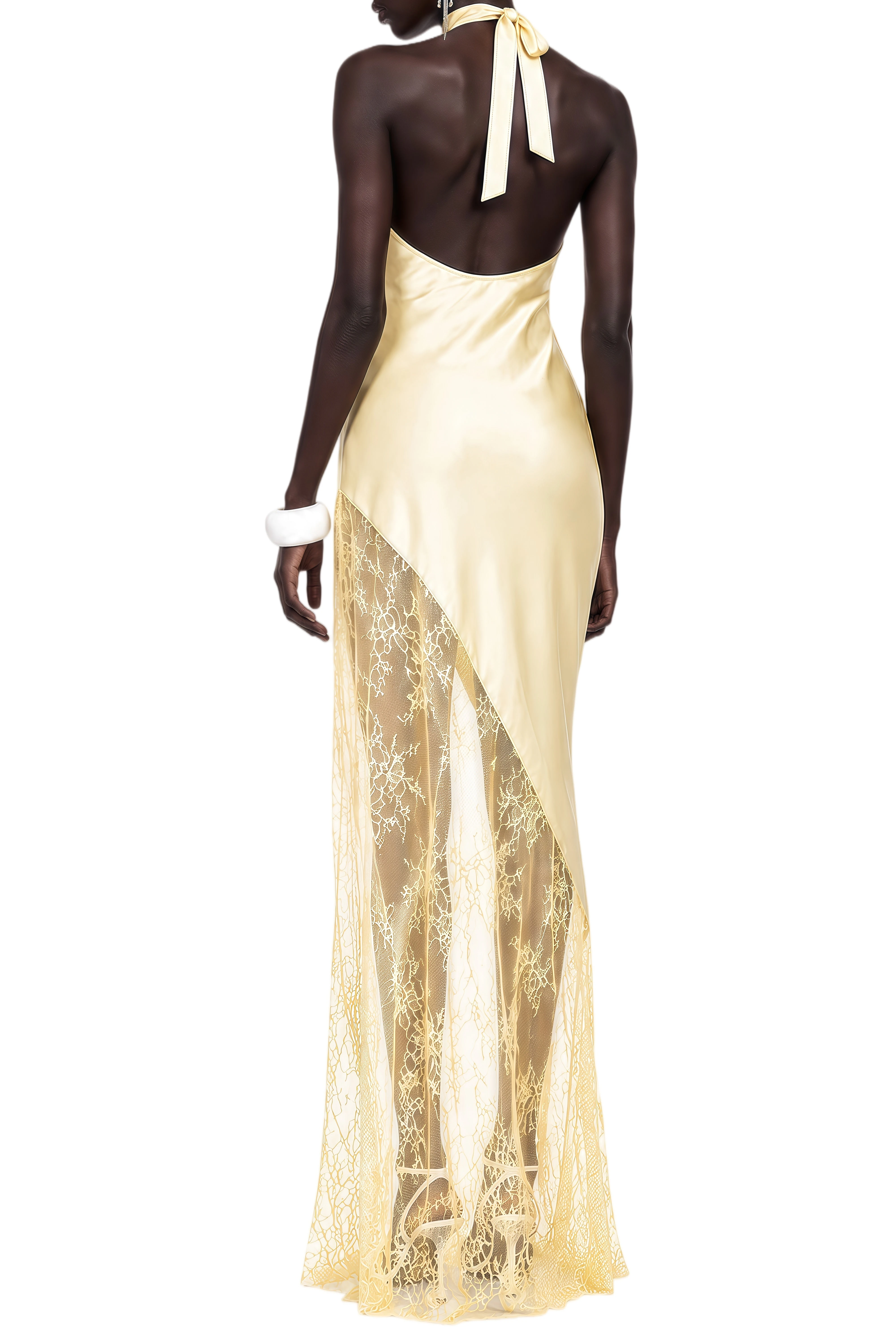 Elowen Yellow Halterneck Sleeveless Maxi Dress