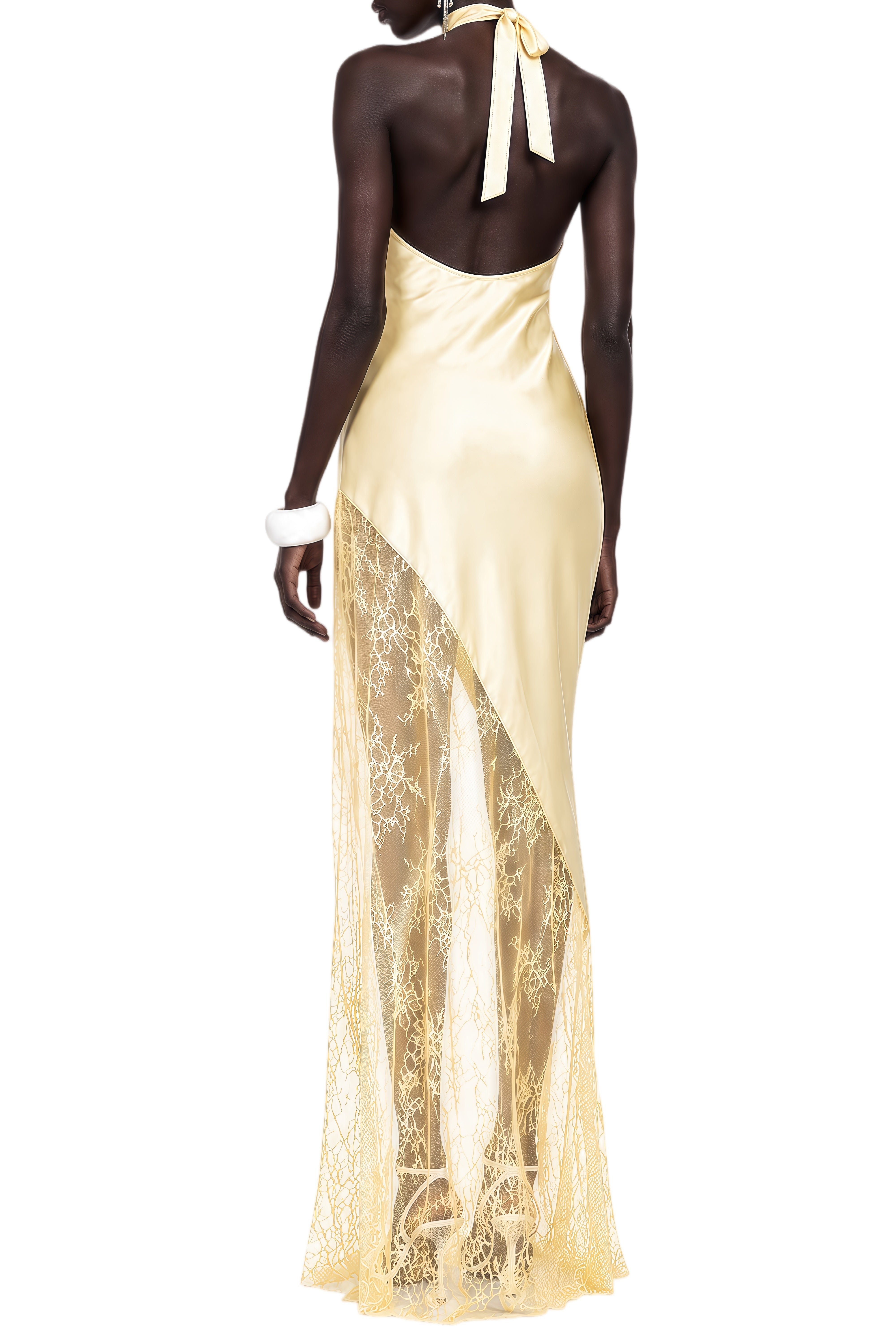 Elowen Yellow Halterneck Sleeveless Maxi Dress