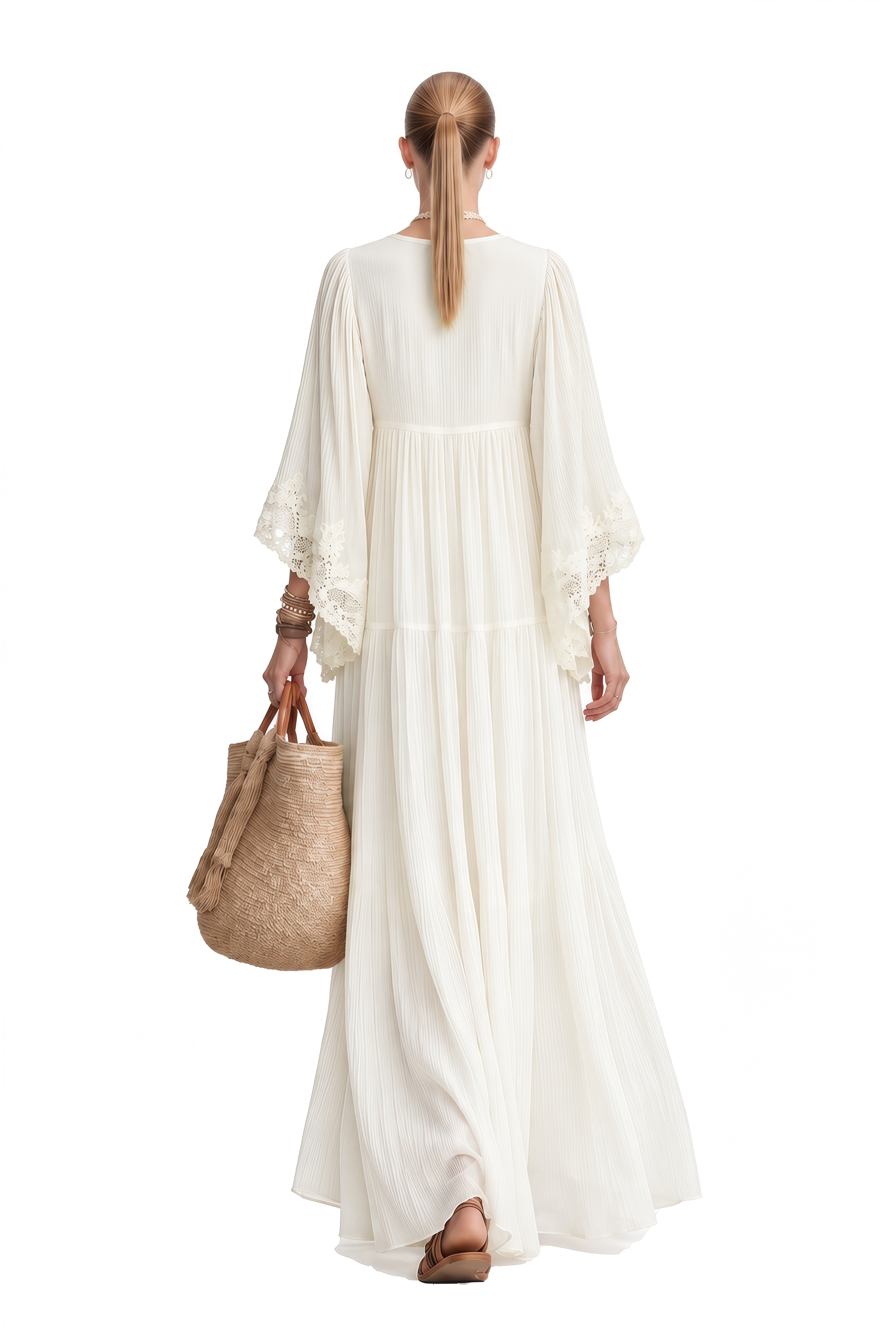 Althea White V-Neck Lace Maxi Dress