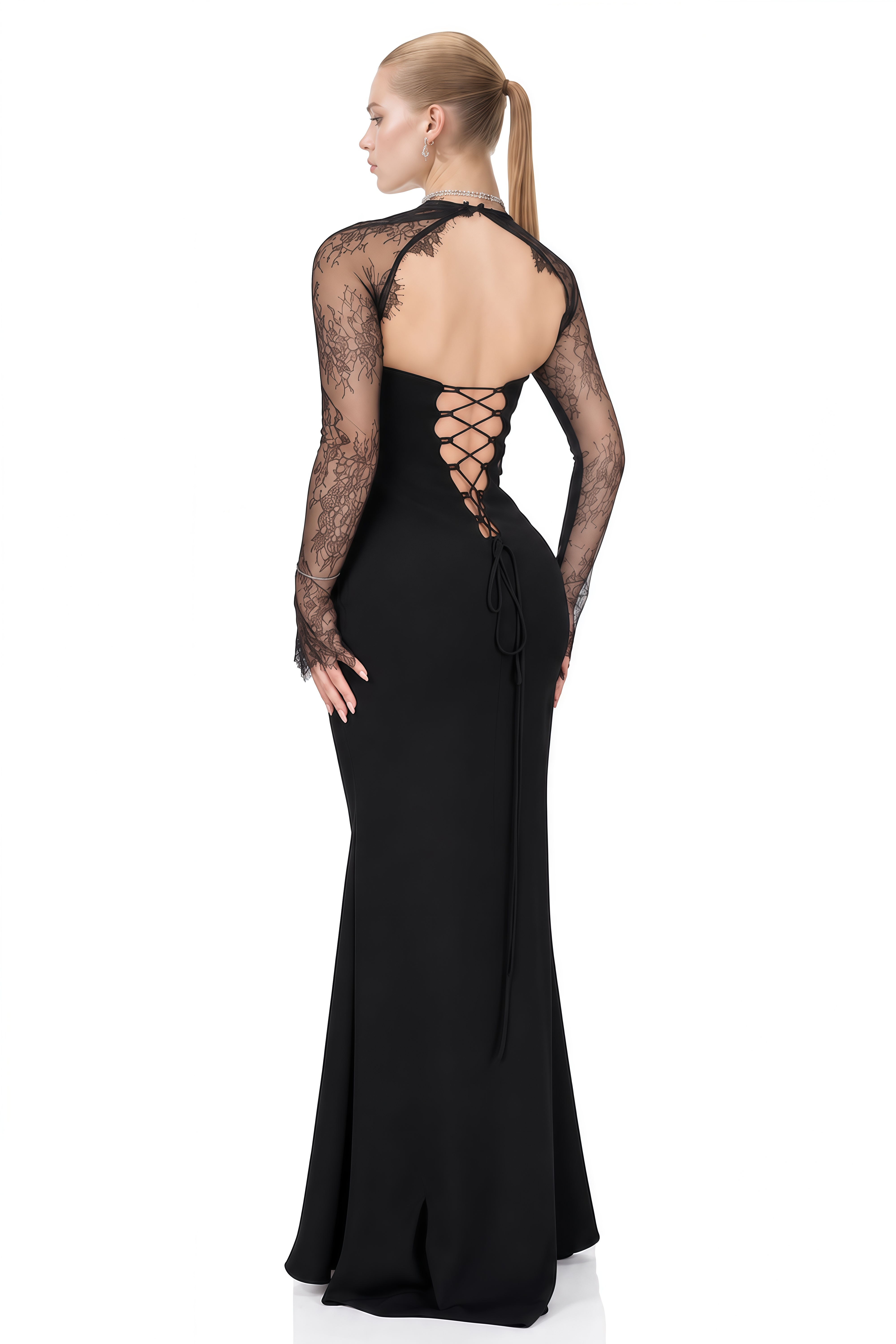 Sylvia Black Strapless Open-Back Maxi Dress