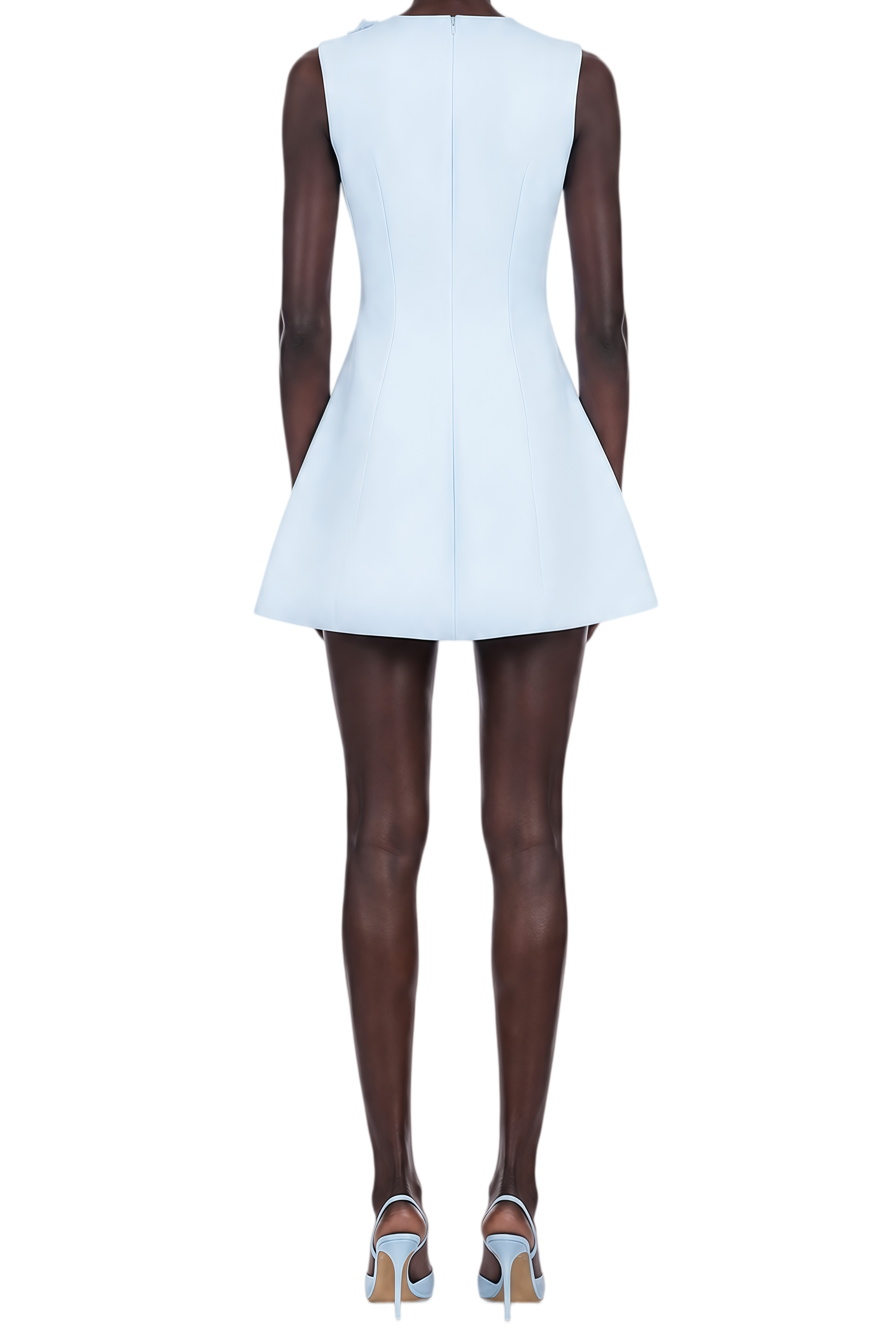 Rosalind Blue 3D Floral Appliqué Asymmetrical Mini Dress