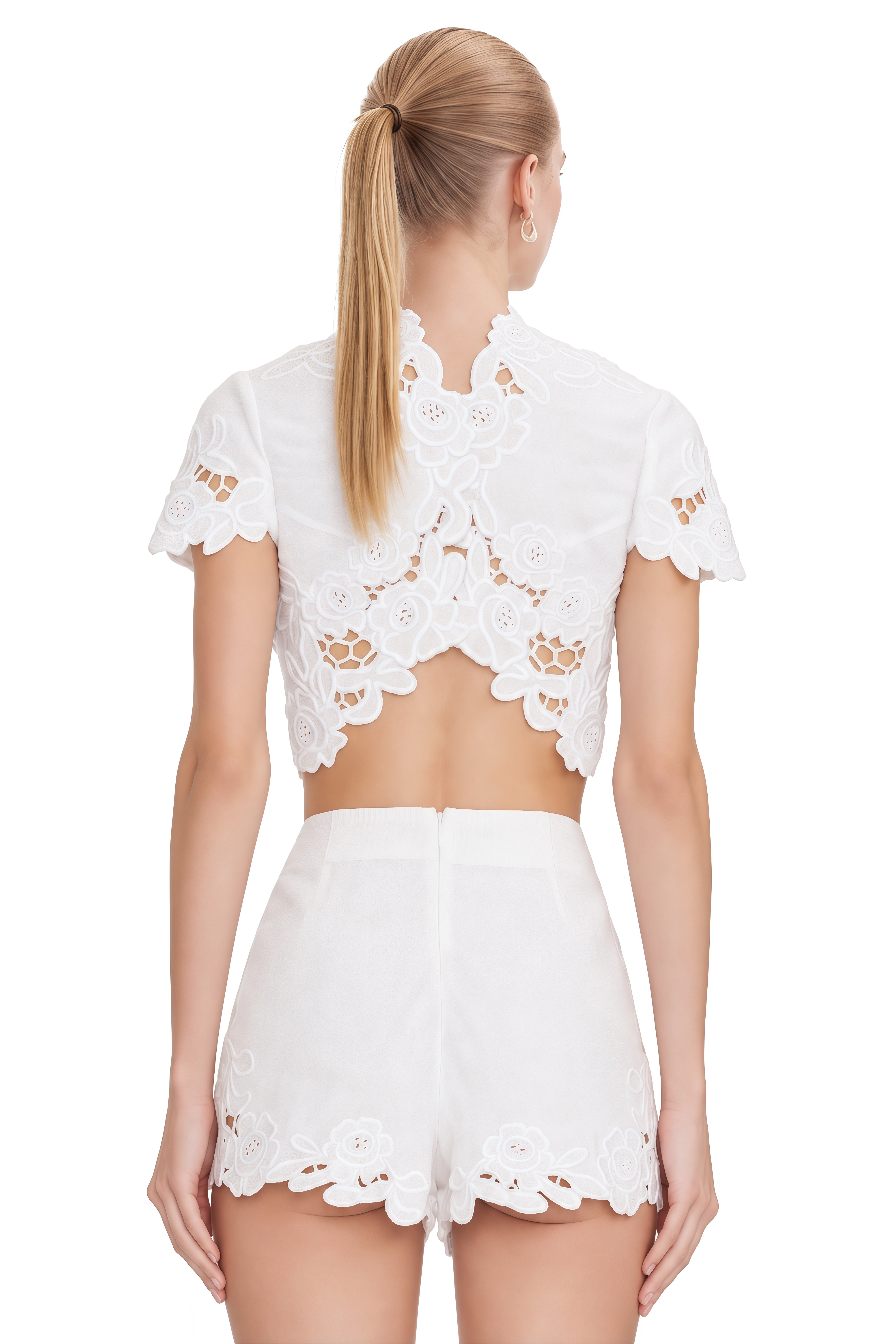 Willow White Short Sleeves Floral Top & Shorts Set