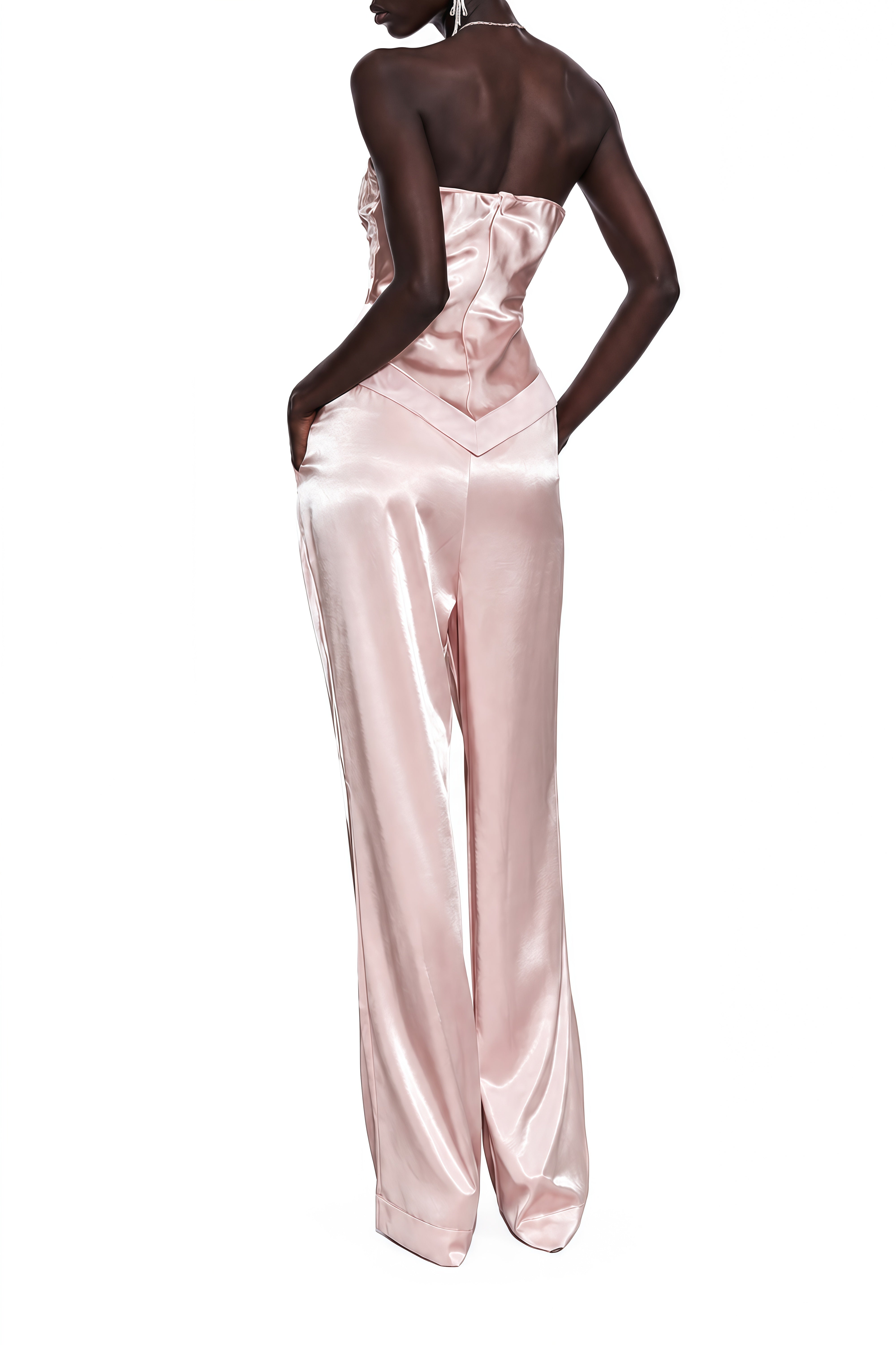 Coralie Pink Off Shoulder Lace Top & Trousers Set