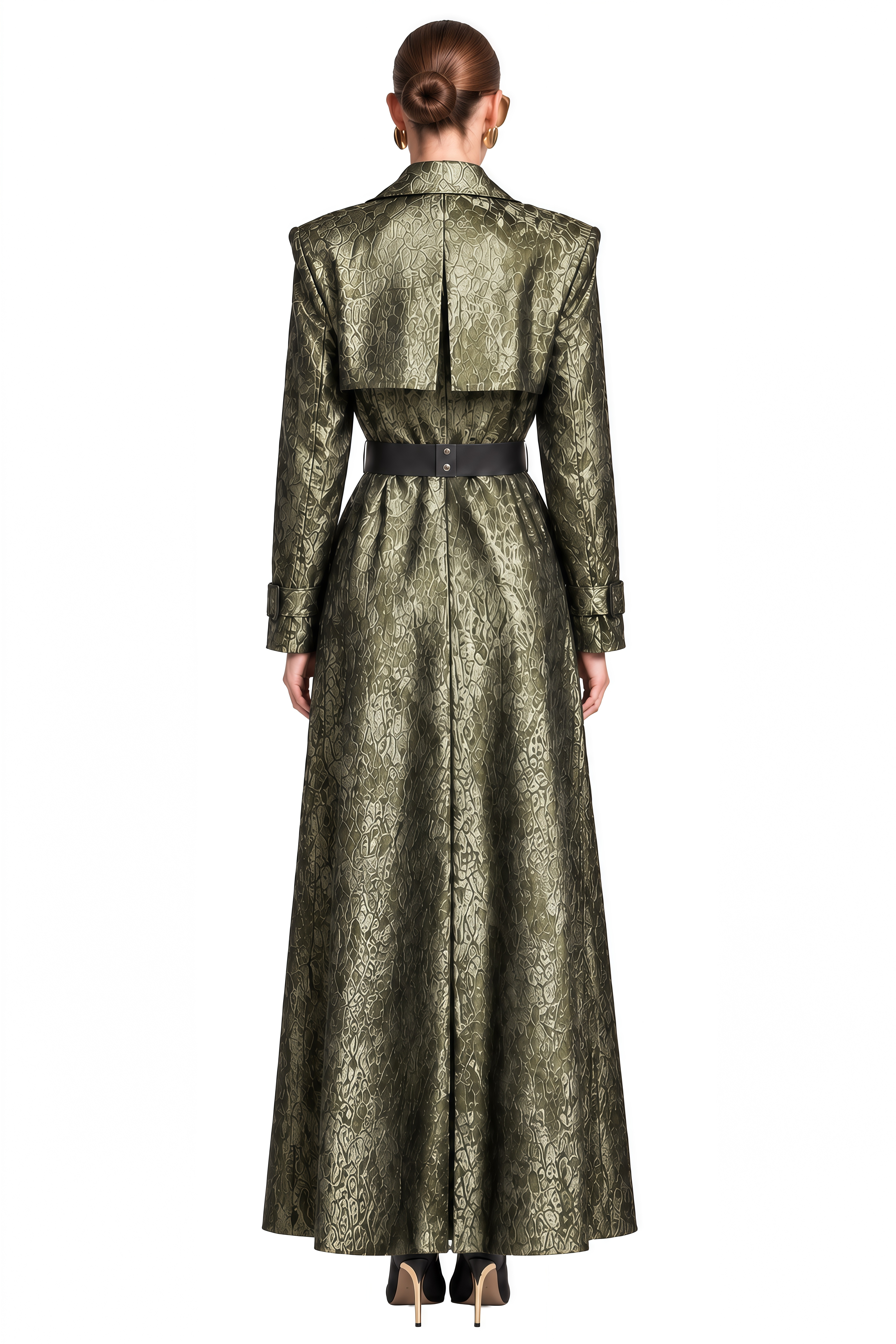Emmeline Gold Green Asymmetrical Structured Coat
