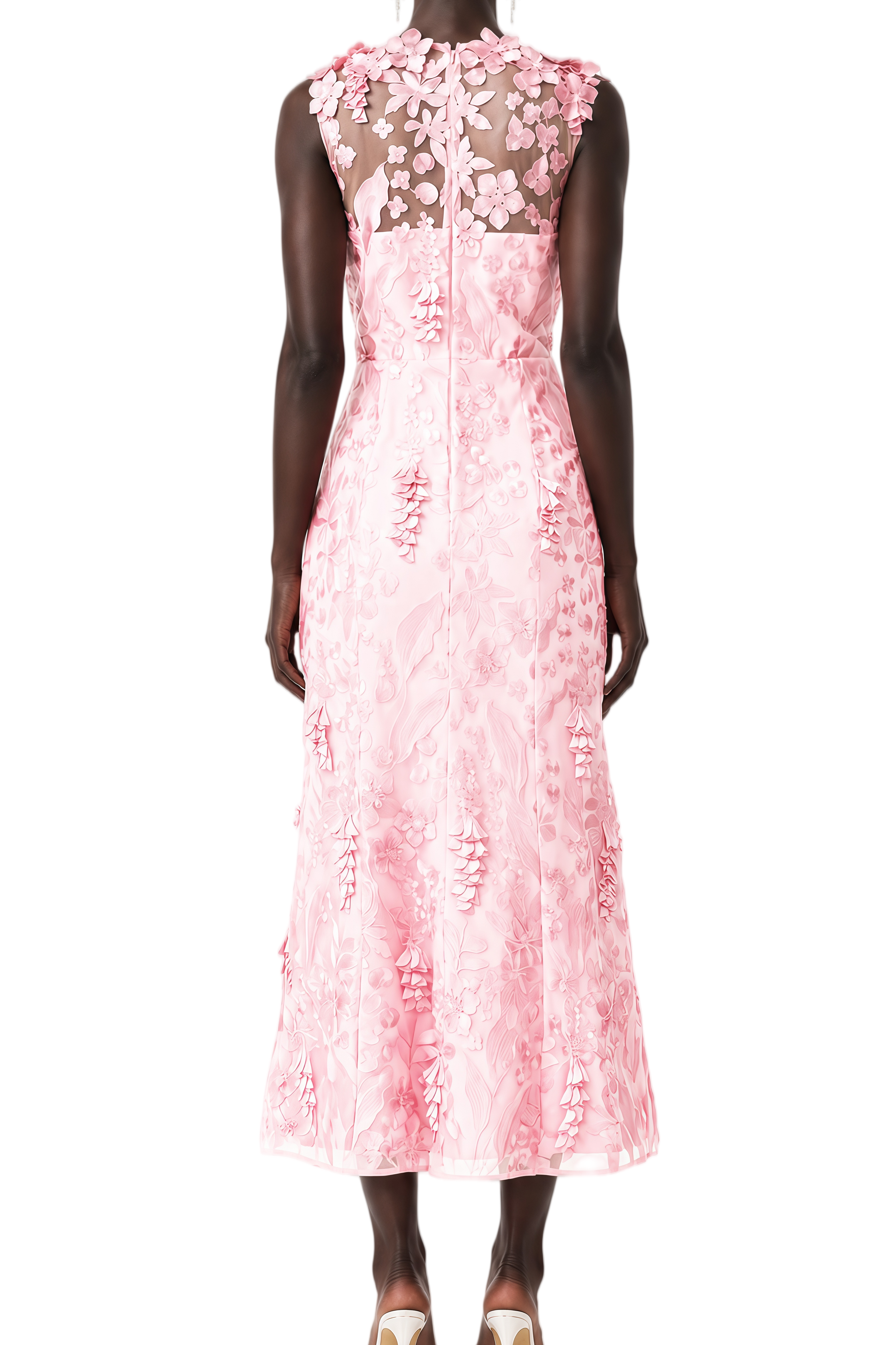 Imogen Pink Sleeveless Lace Maxi Dress