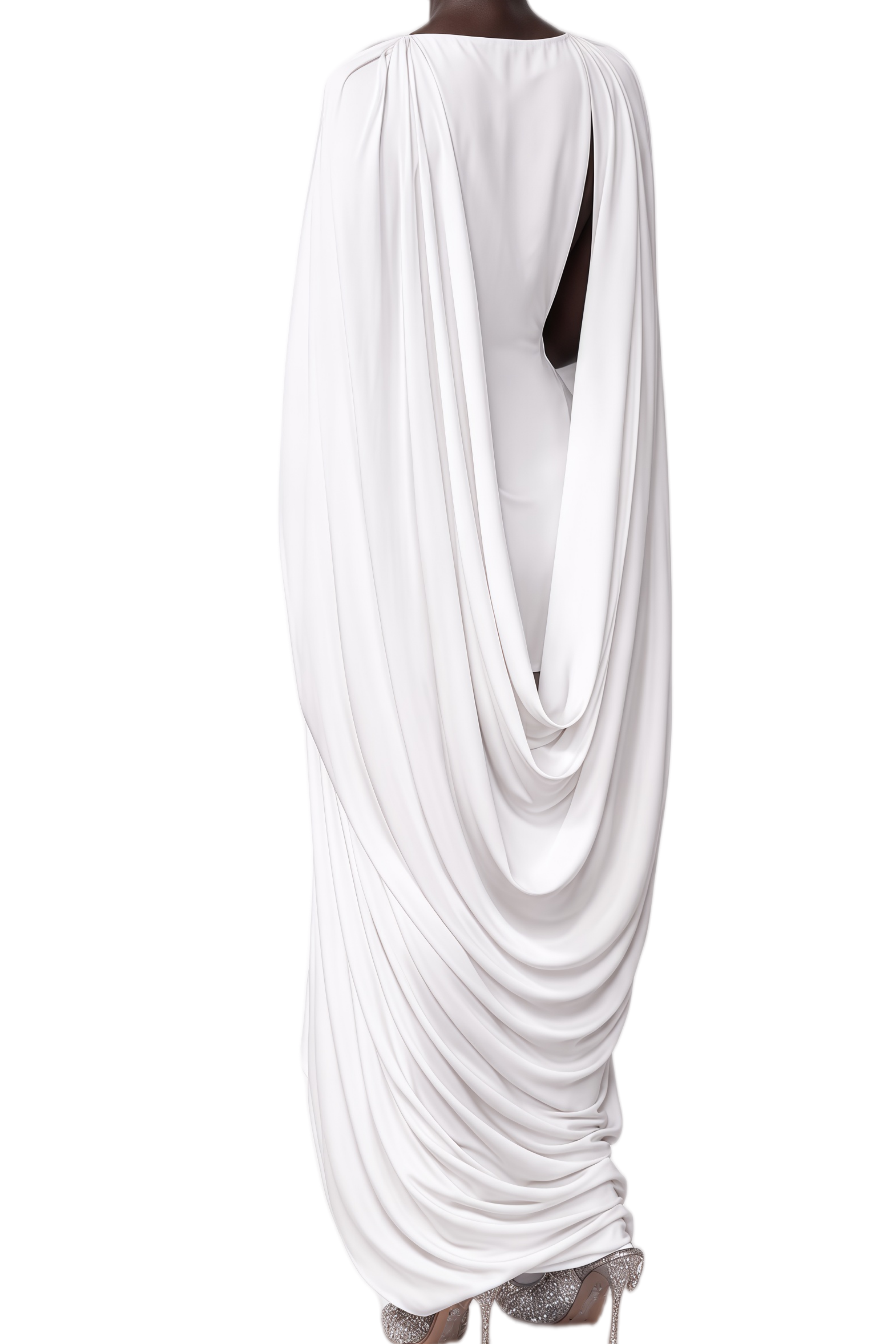 Cassiopeia White Cape Design Draped Mini Dress