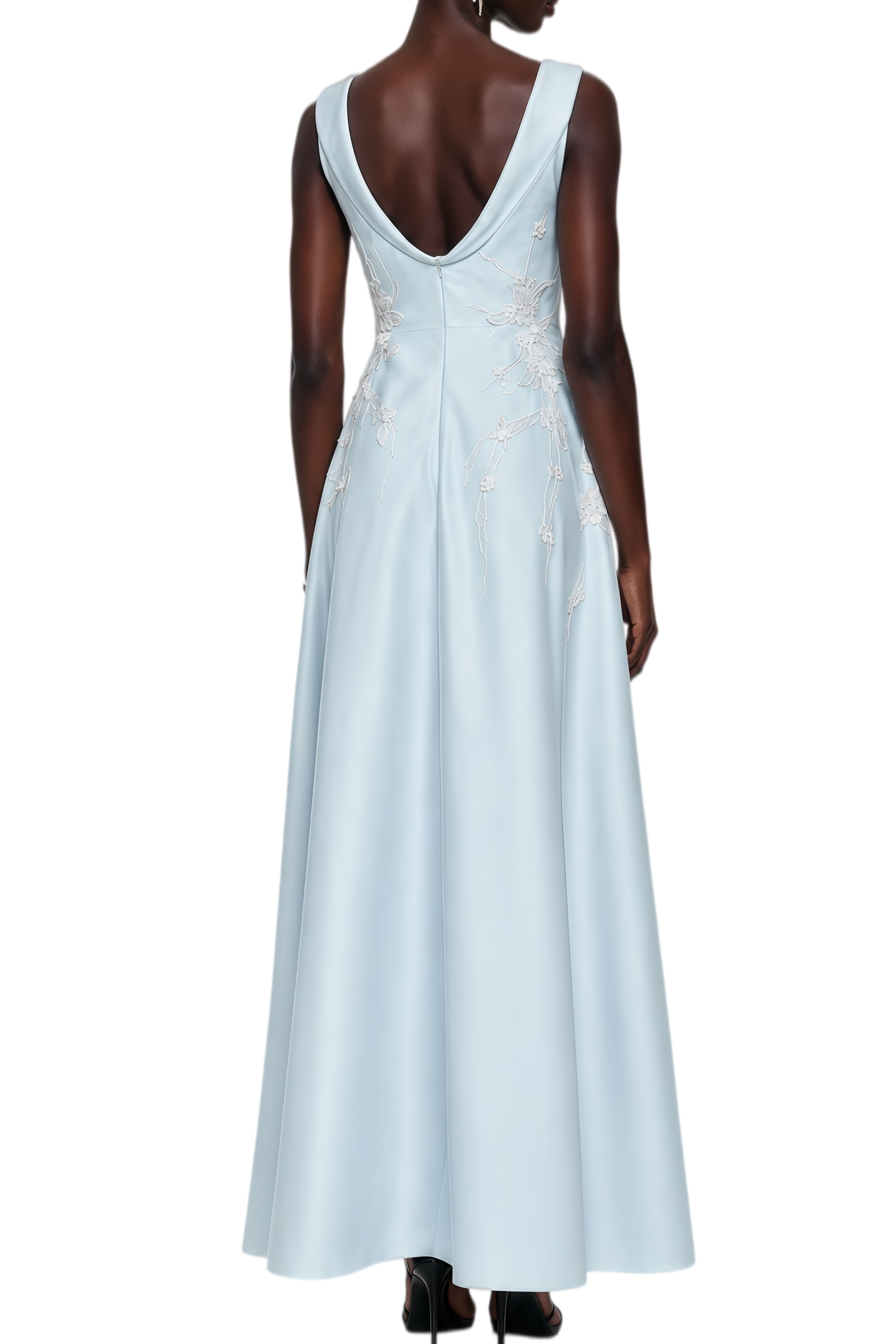 Adeline Light Blue Round Neck Sleeveless Maxi Dress