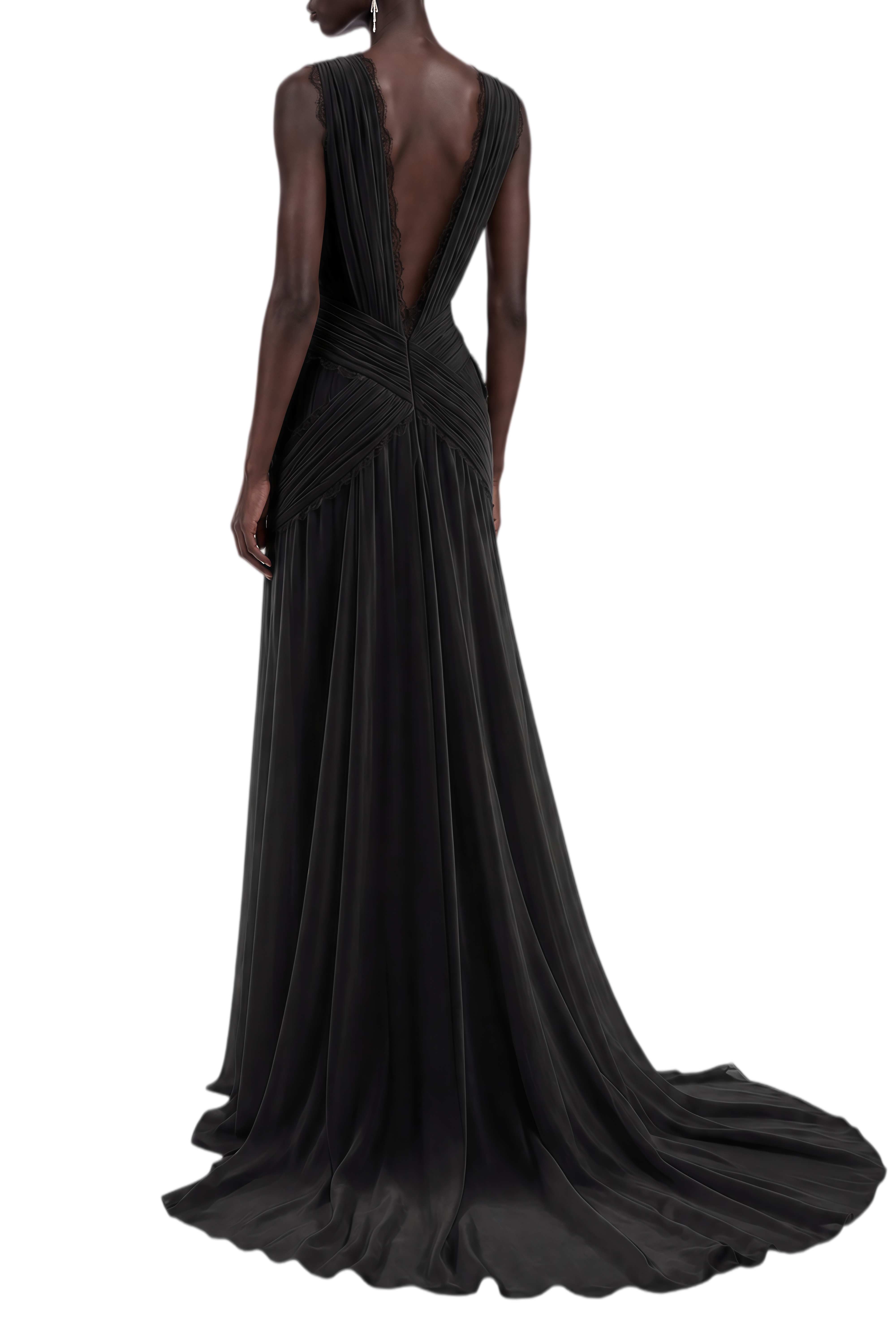 Theodora Black V-Neck Sleeveless Maxi Dress