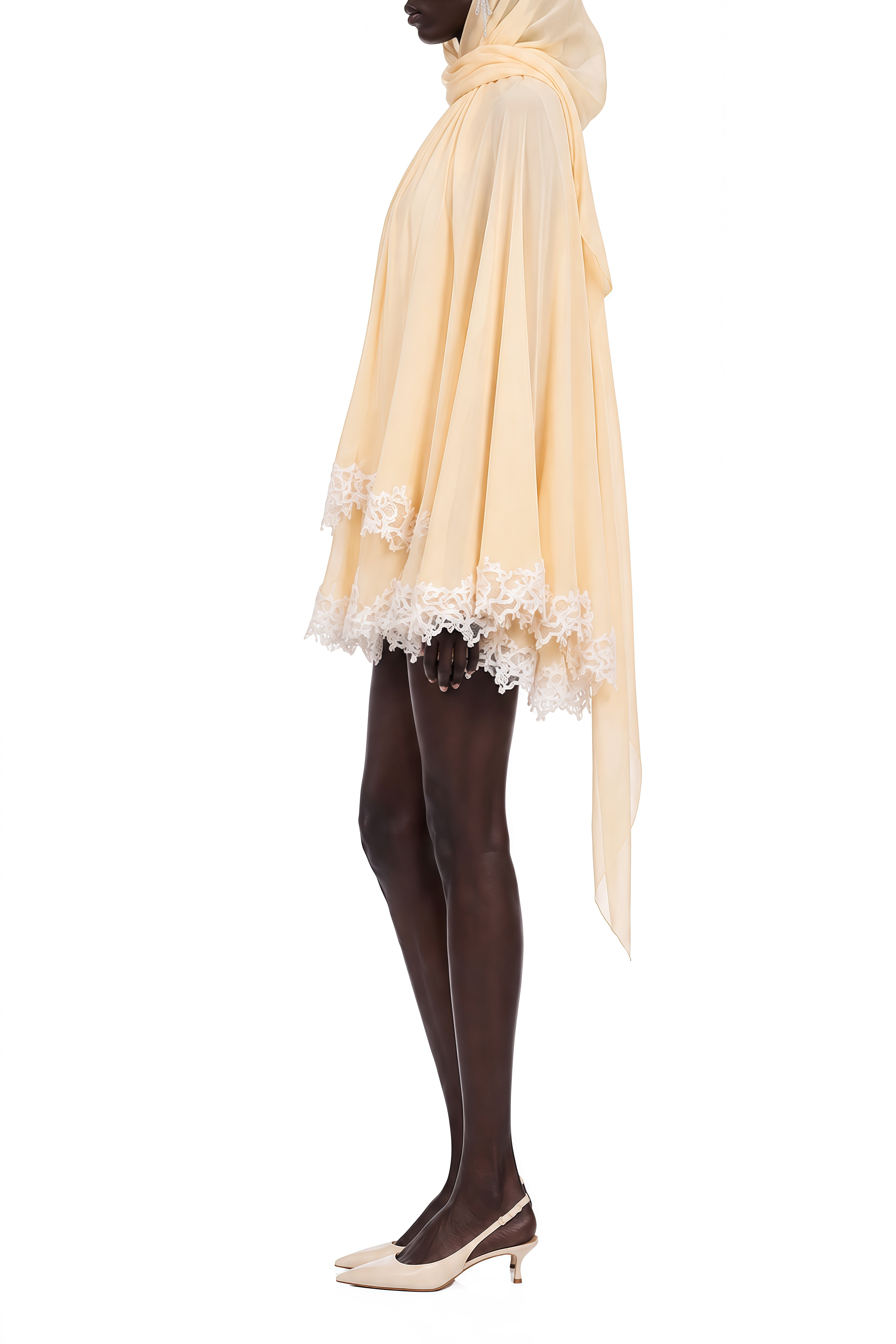 Emmeline Yellow Scarf Draped Mini Dress