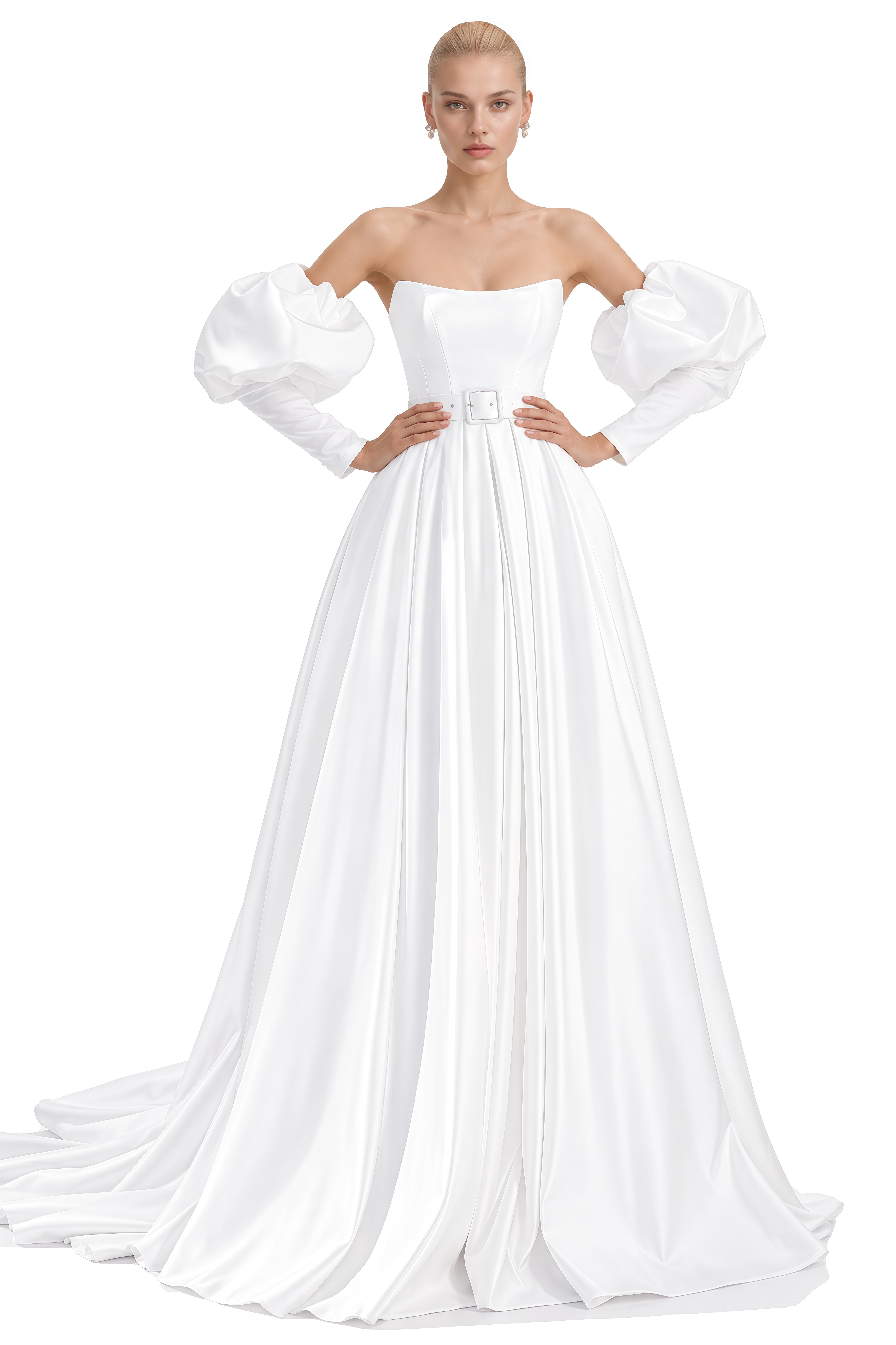 Isadora White Off Shoulder Pleated Maxi Dress