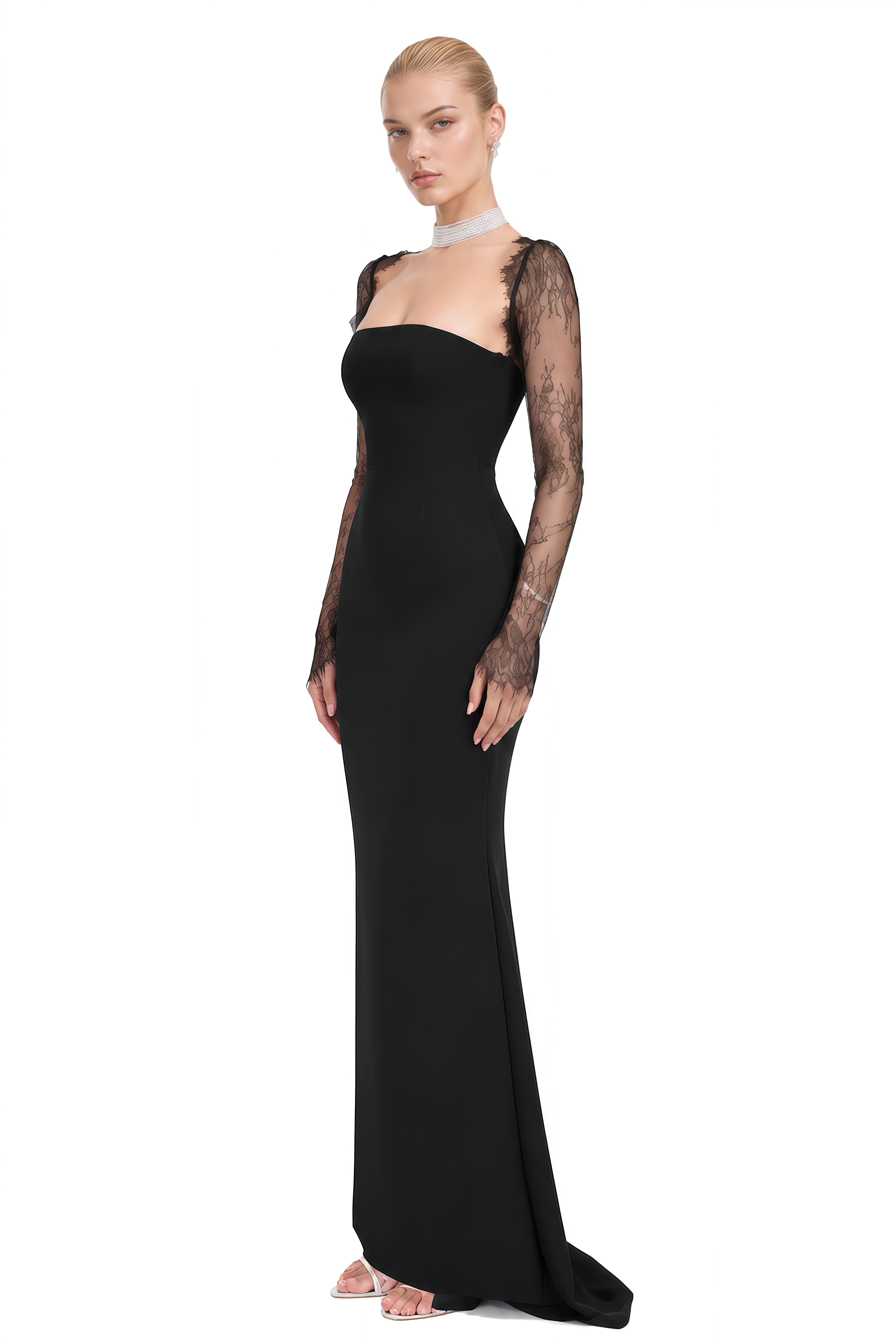 Sylvia Black Strapless Open-Back Maxi Dress