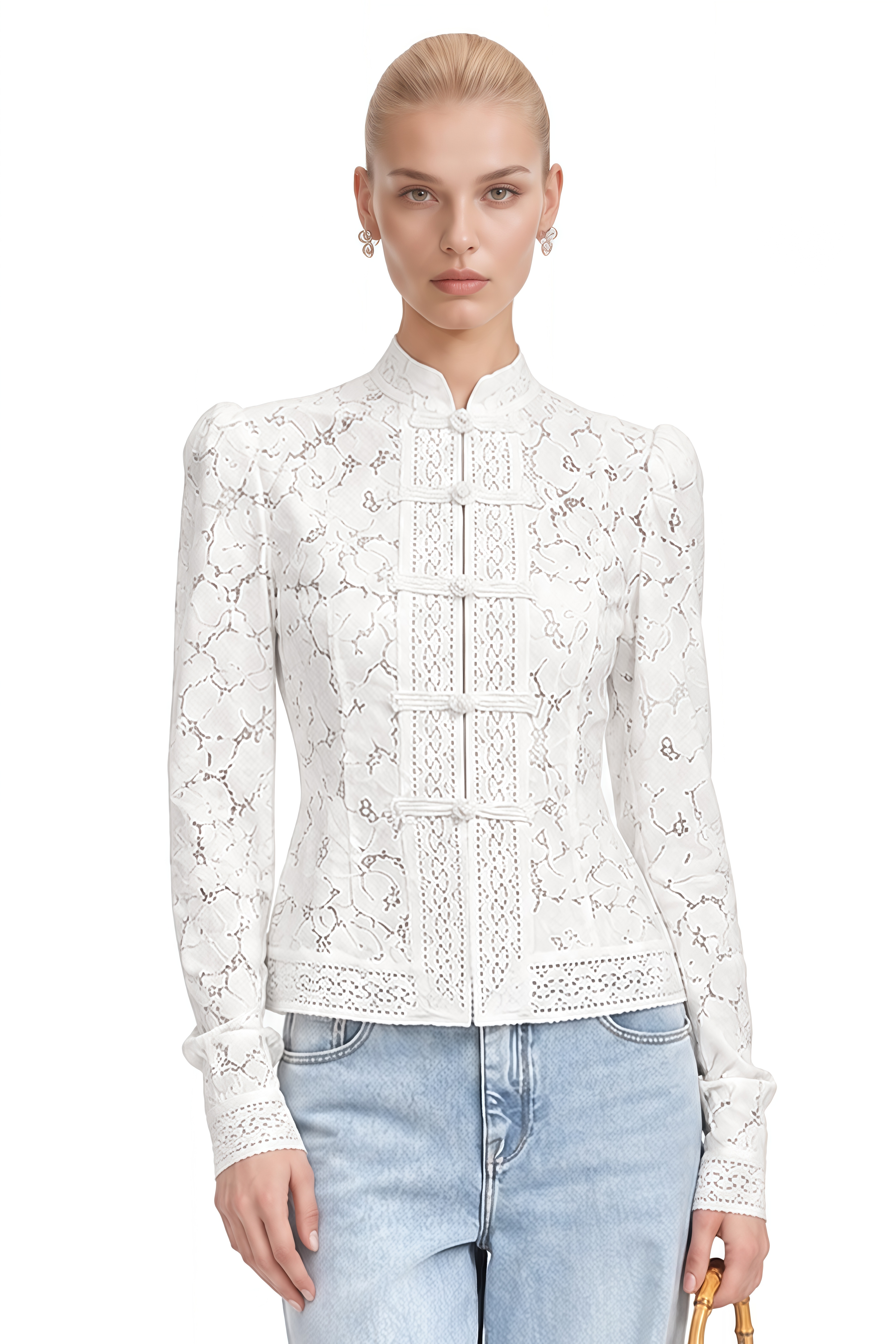 Vesper White Long Sleeves Lace Blouse