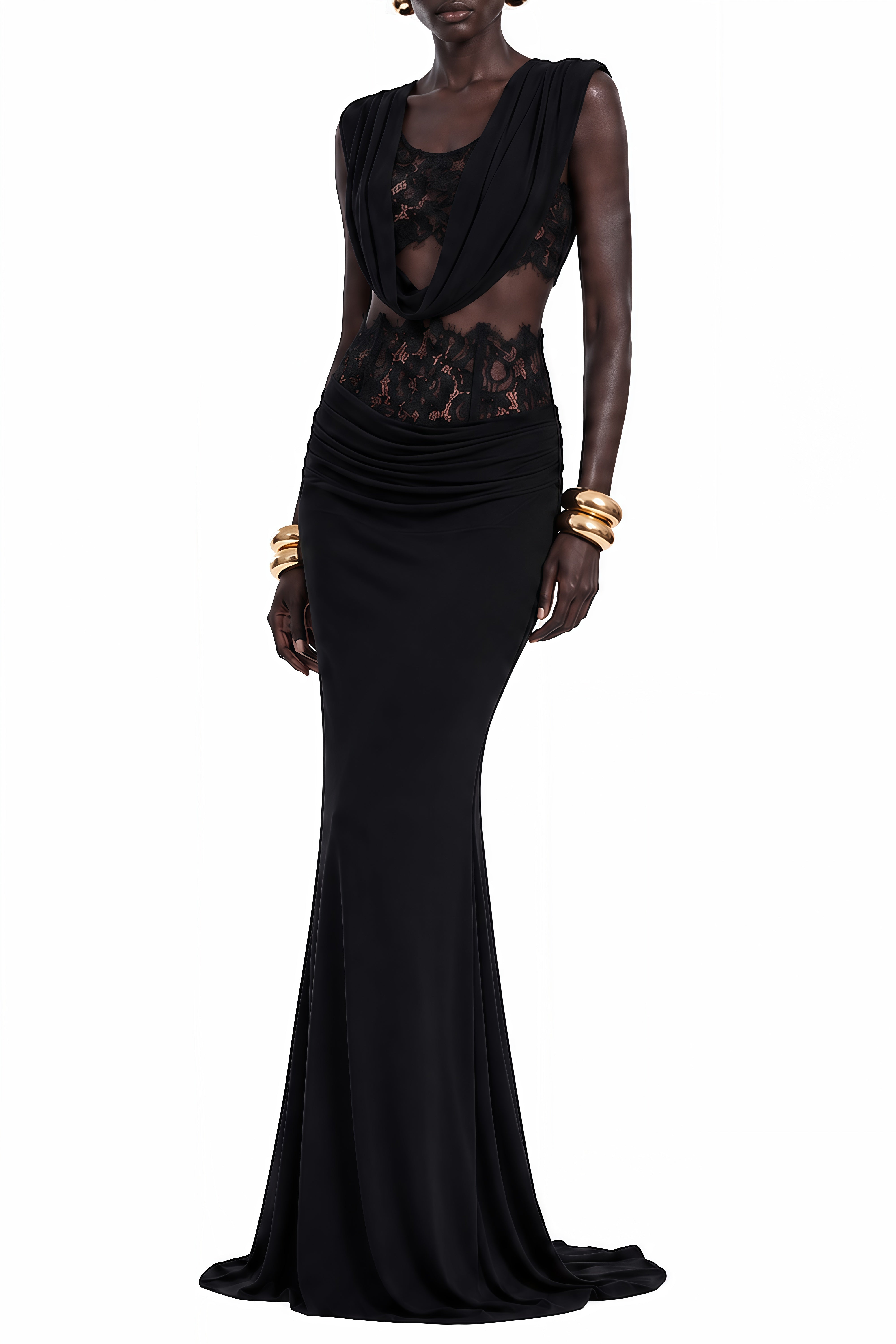 Lydia Black Sleeveless Lace Top & Skirt Set