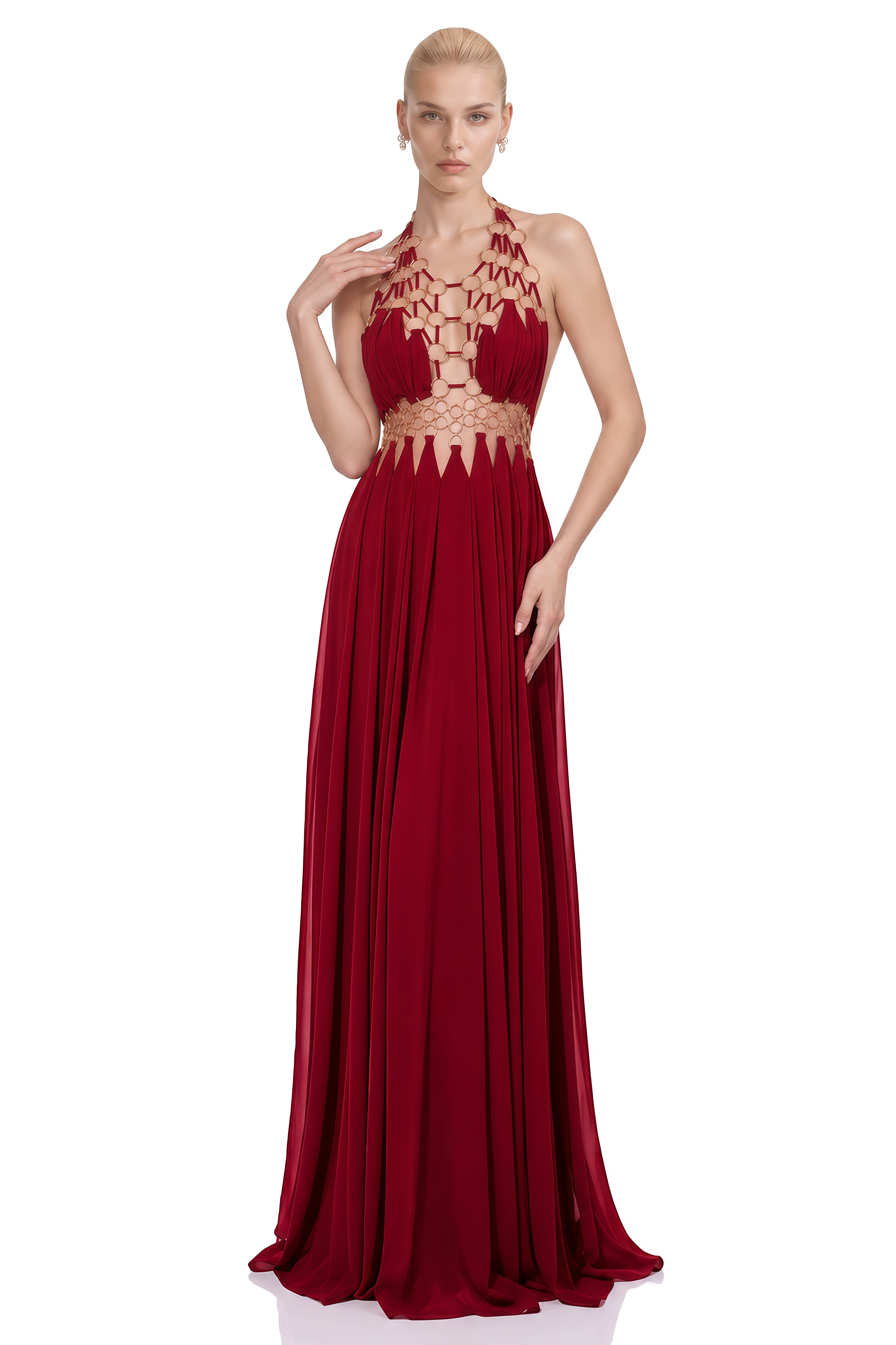 Posie Red Halterneck Cut-Out Maxi Dress