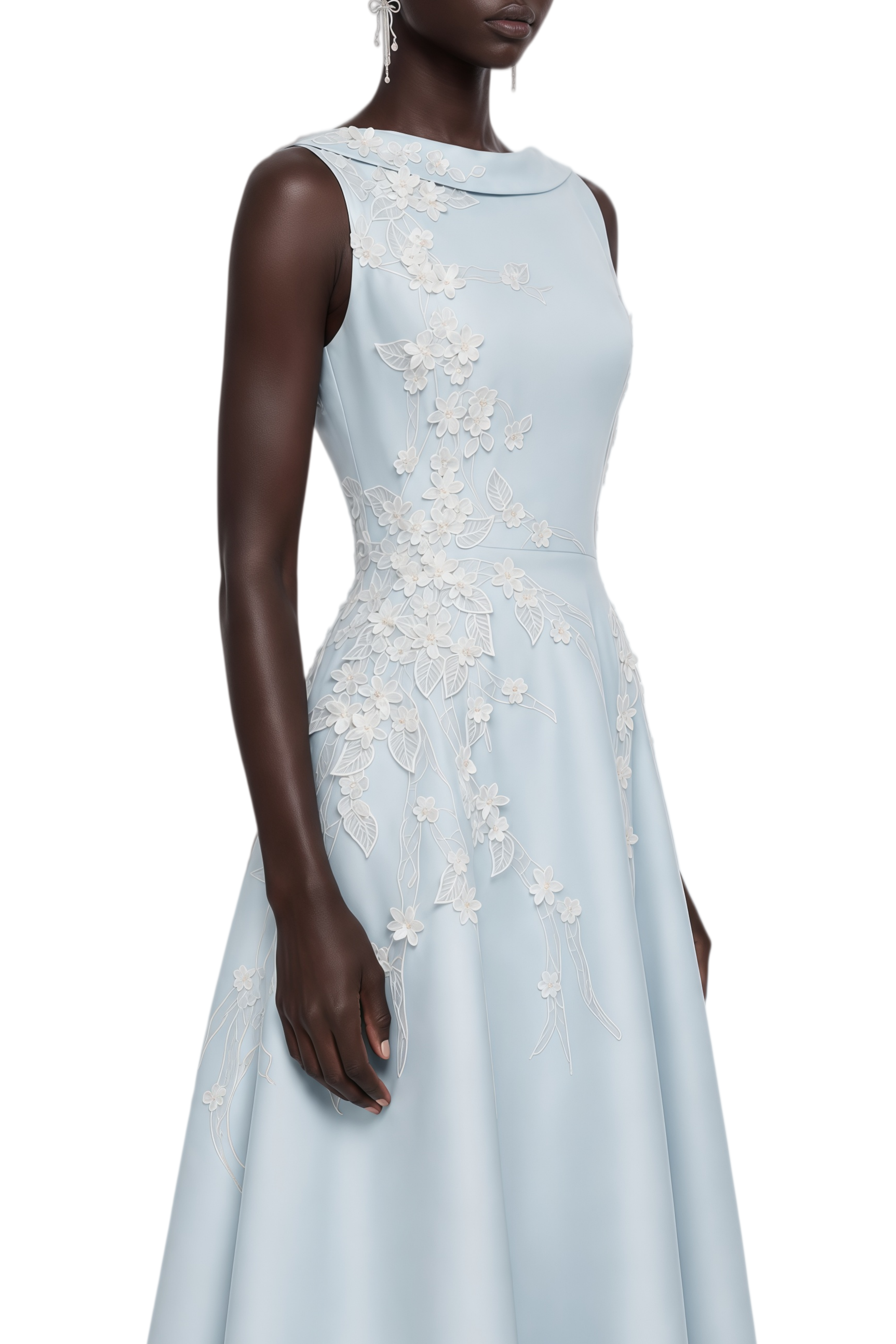 Adeline Light Blue Round Neck Sleeveless Maxi Dress