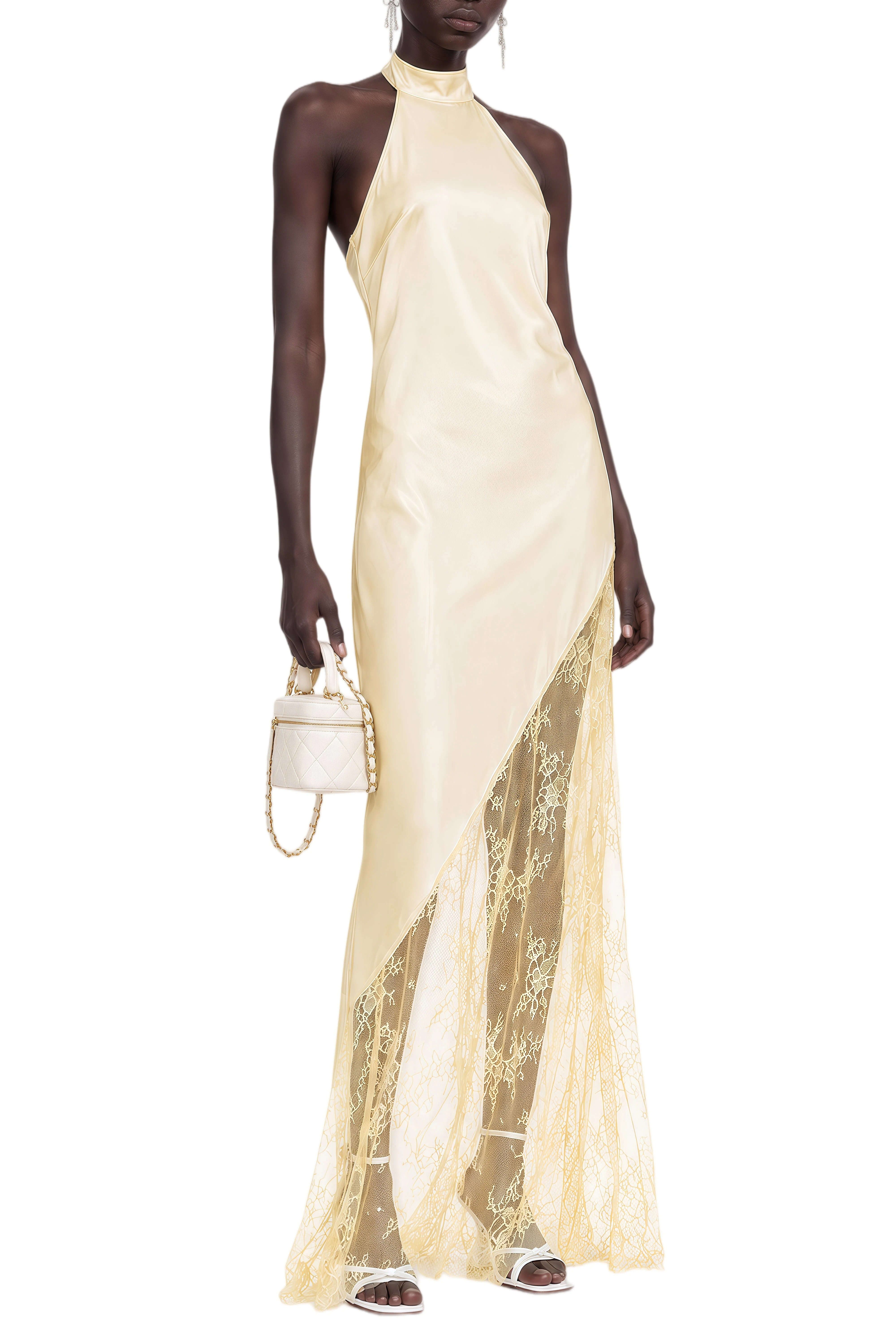 Elowen Yellow Halterneck Sleeveless Maxi Dress