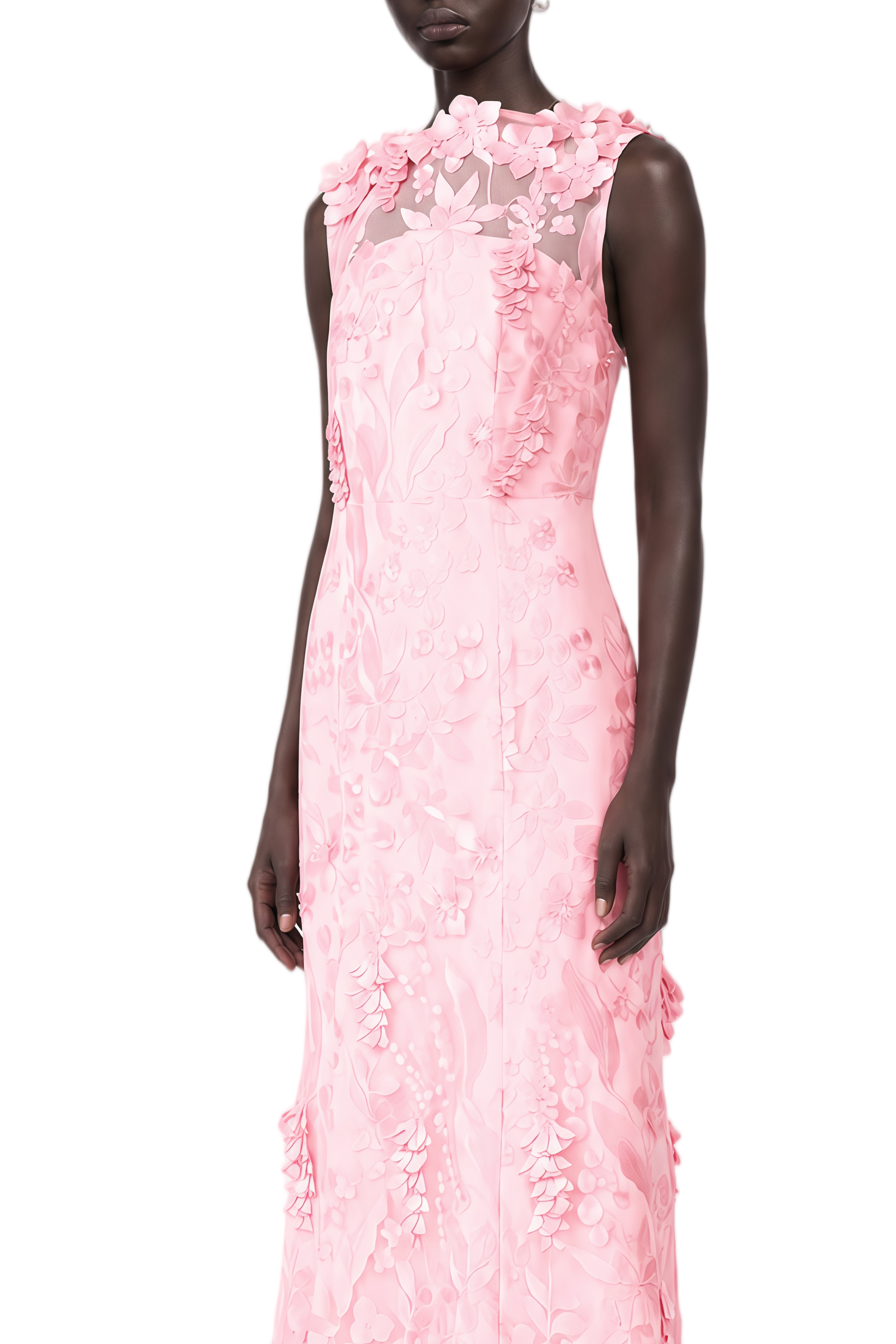 Imogen Pink Sleeveless Lace Maxi Dress